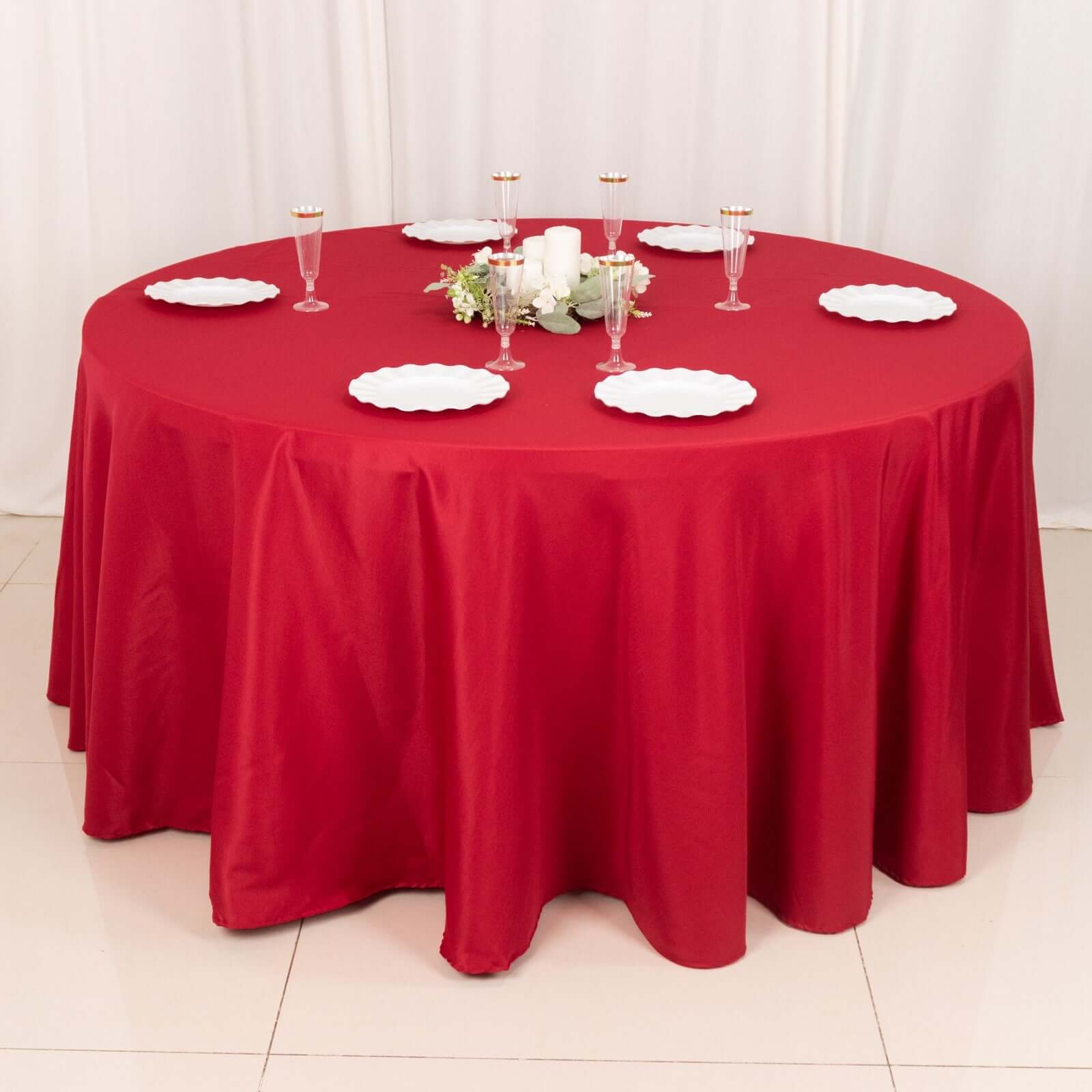 Polyester 120 Round Tablecloth Wine - Seamless Wrinkle-Resistant Table Cover