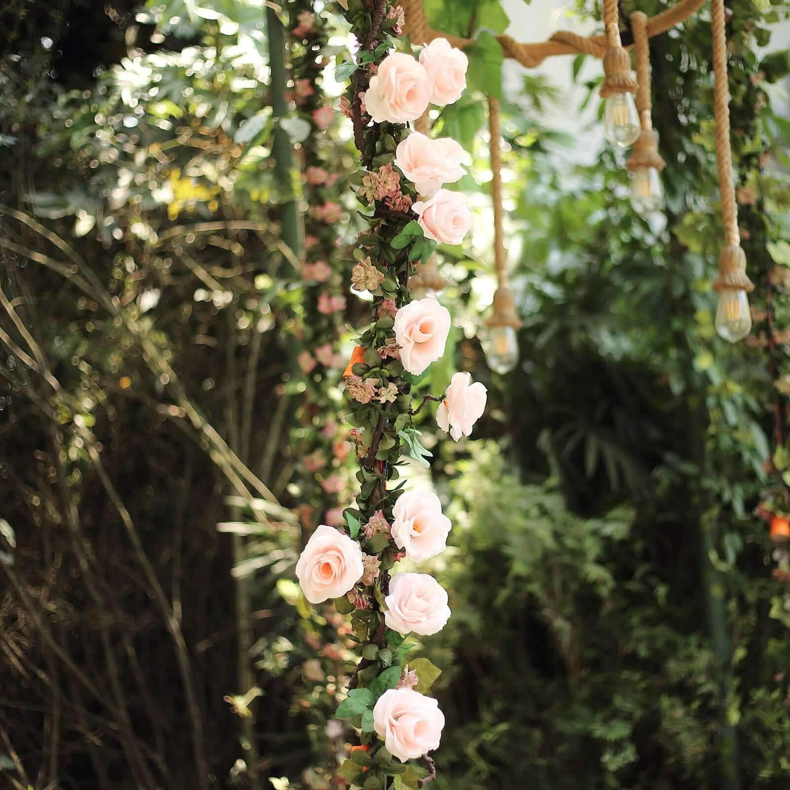 6ft Blush Artificial Silk Rose Hanging Flower Garland Vine