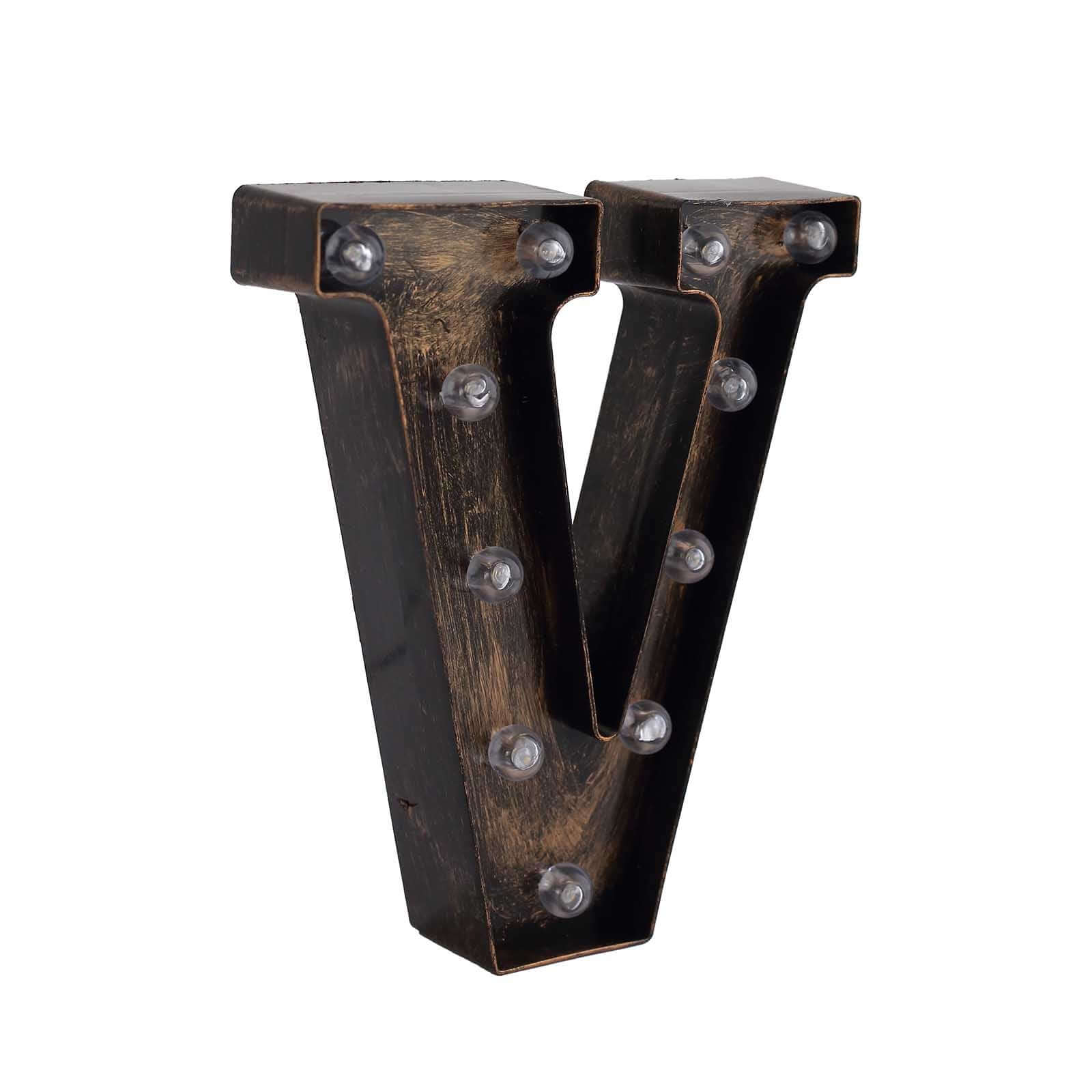 LED Marquee Letter V Industrial Style Antique Black - Light-Up Alphabet Sign for Weddings & Displays 9