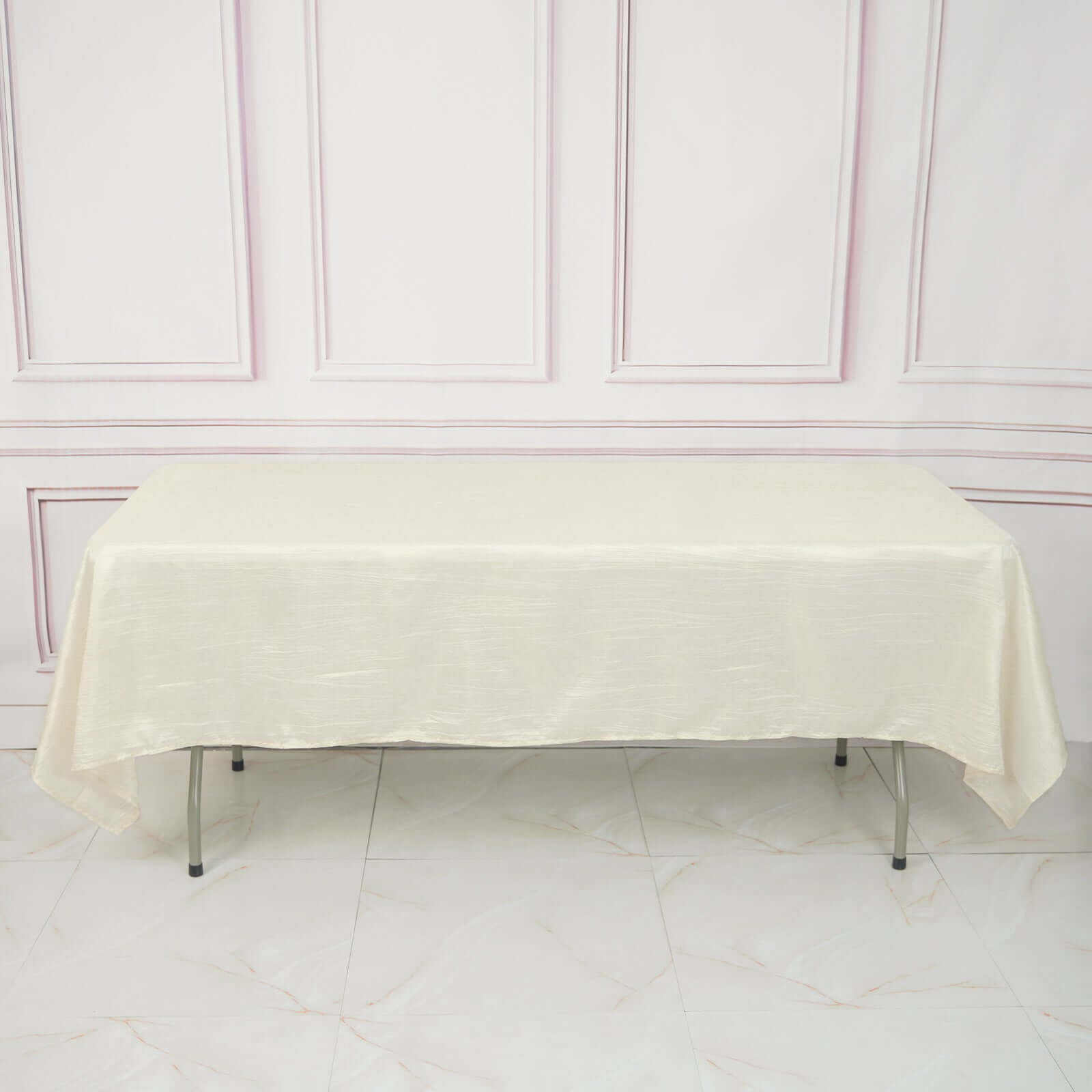 Taffeta 60x102 Rectangle Tablecloth Ivory - Accordion Crinkle Table Cover