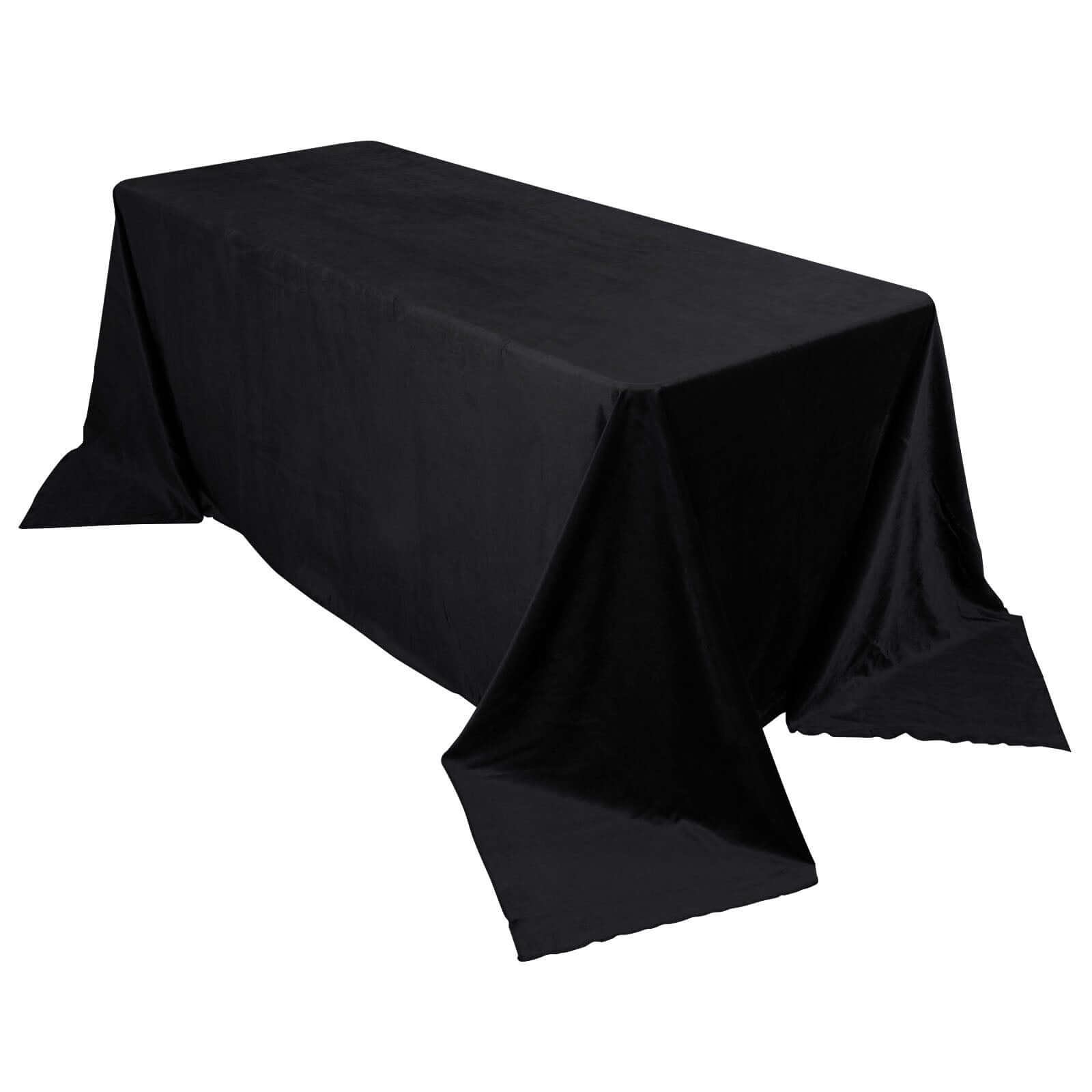 Premium Velvet 90x132 Rectangle Tablecloth Black - Reusable Soft & Polished Seamless Table Cover for Luxury Weddings & Events