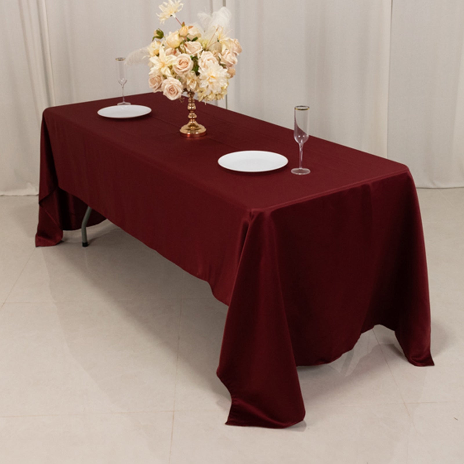 Lamour Satin 60x126 Rectangle Tablecloth Burgundy - Soft & Silk-Like Table Cover