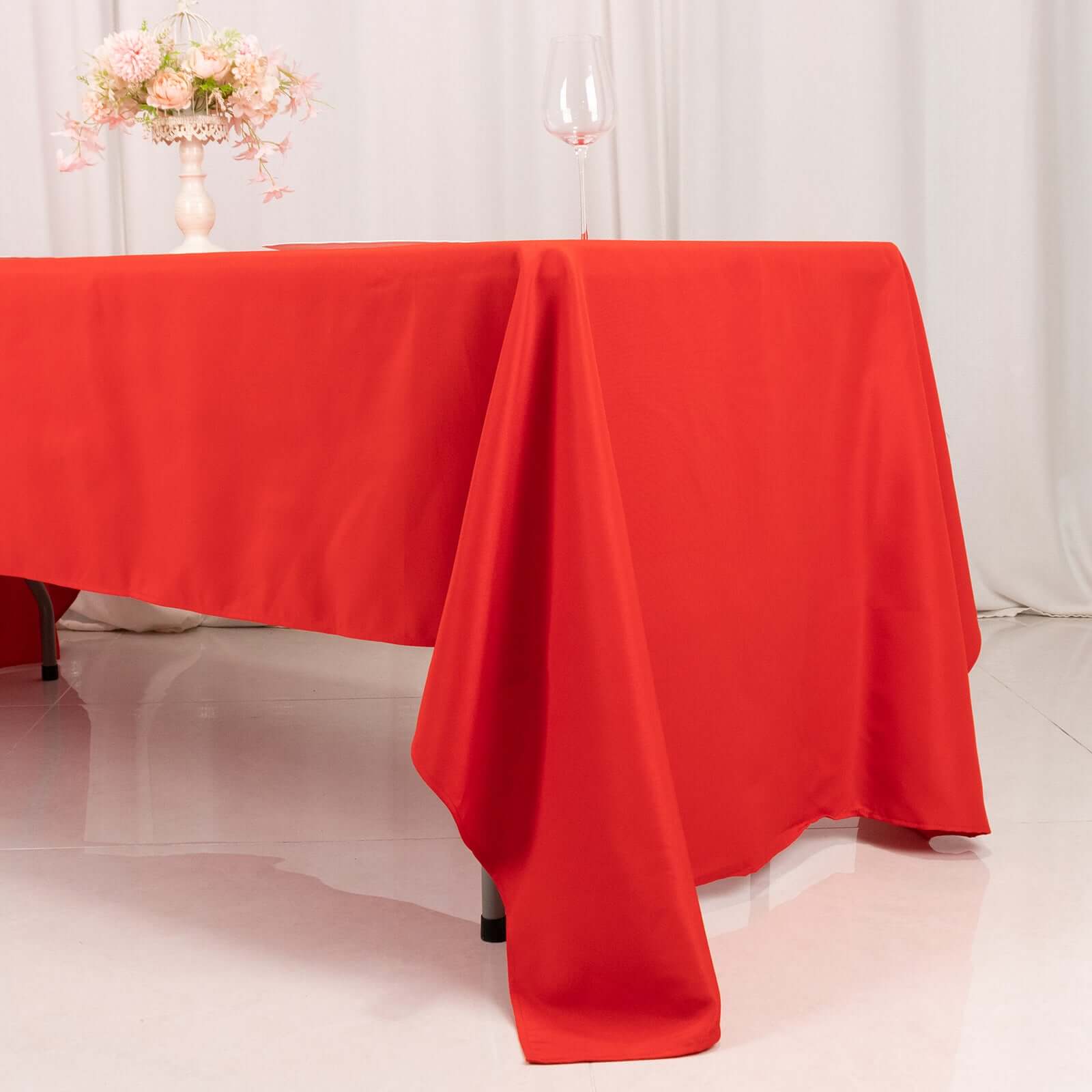 Premium Polyester 60x126 Rectangle Tablecloth Red - Stain-Resistant 220GSM Finish Table Cover