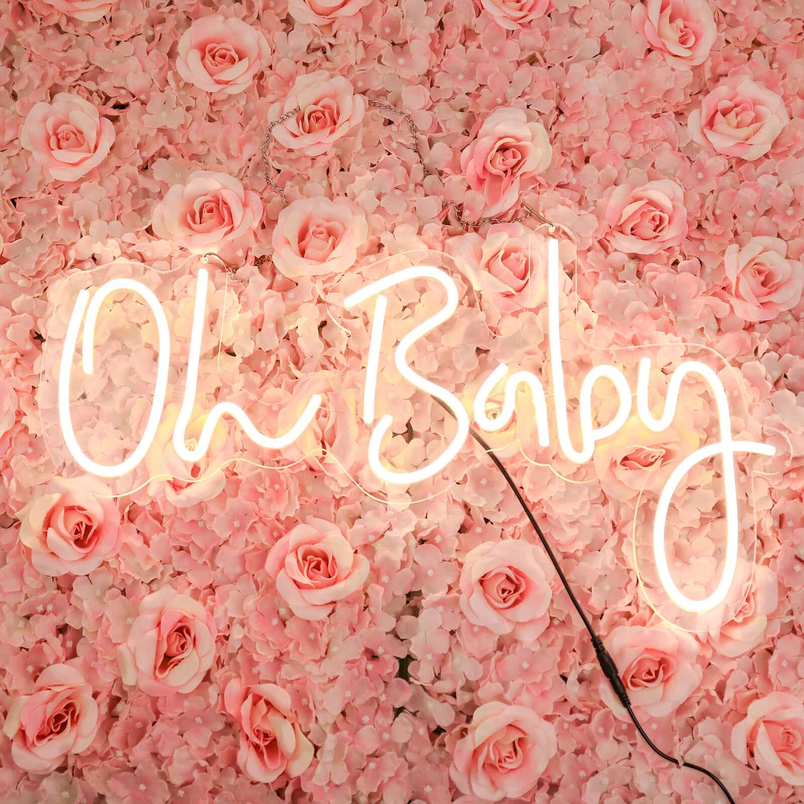 26 Oh Baby Neon Light Sign, LED Reusable Wall Décor Lights With 5ft Hanging Chain