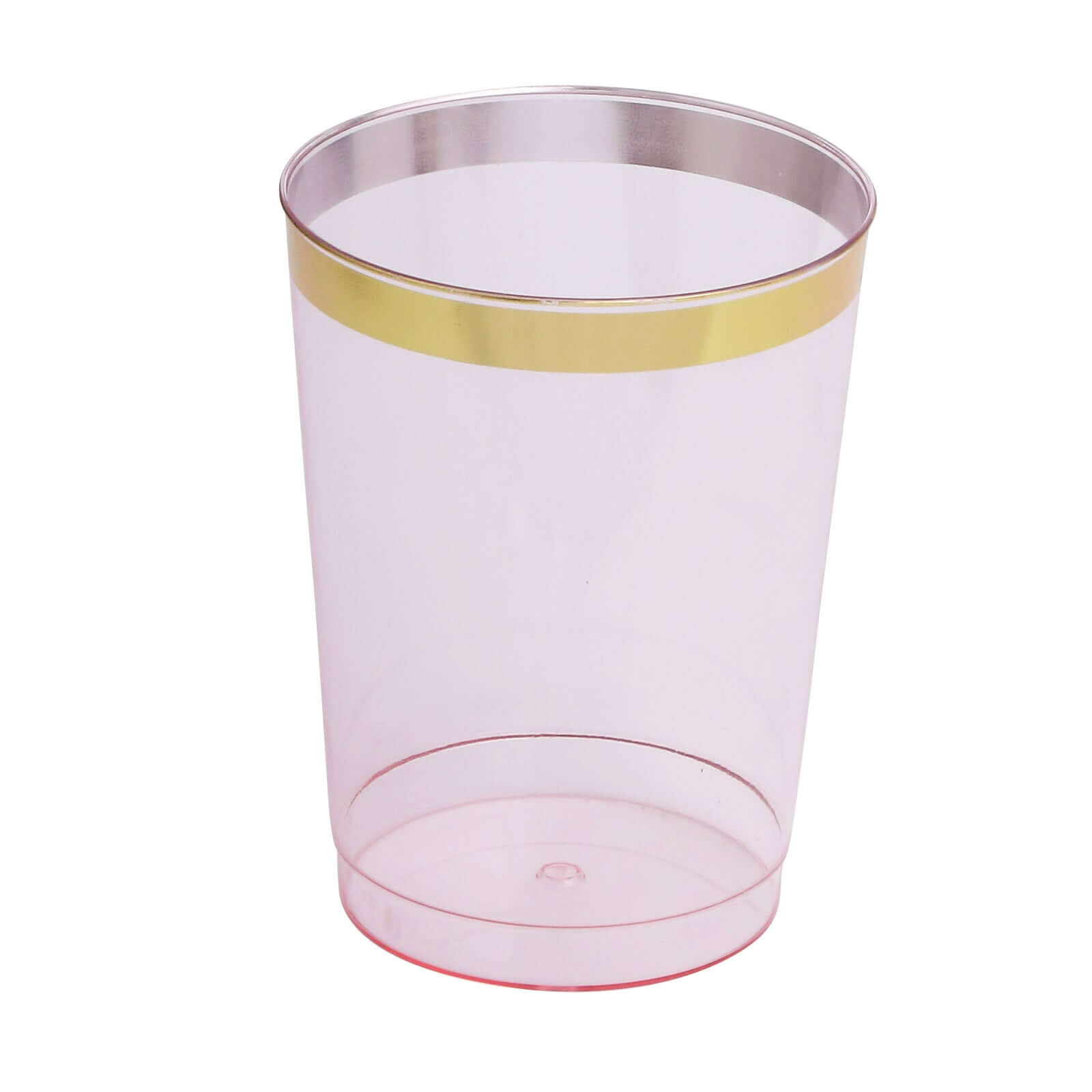 25-Pack Plastic Tumbler Cups Transparent Blush with Gold Rim - Stylish Disposable Party Glasses 10oz