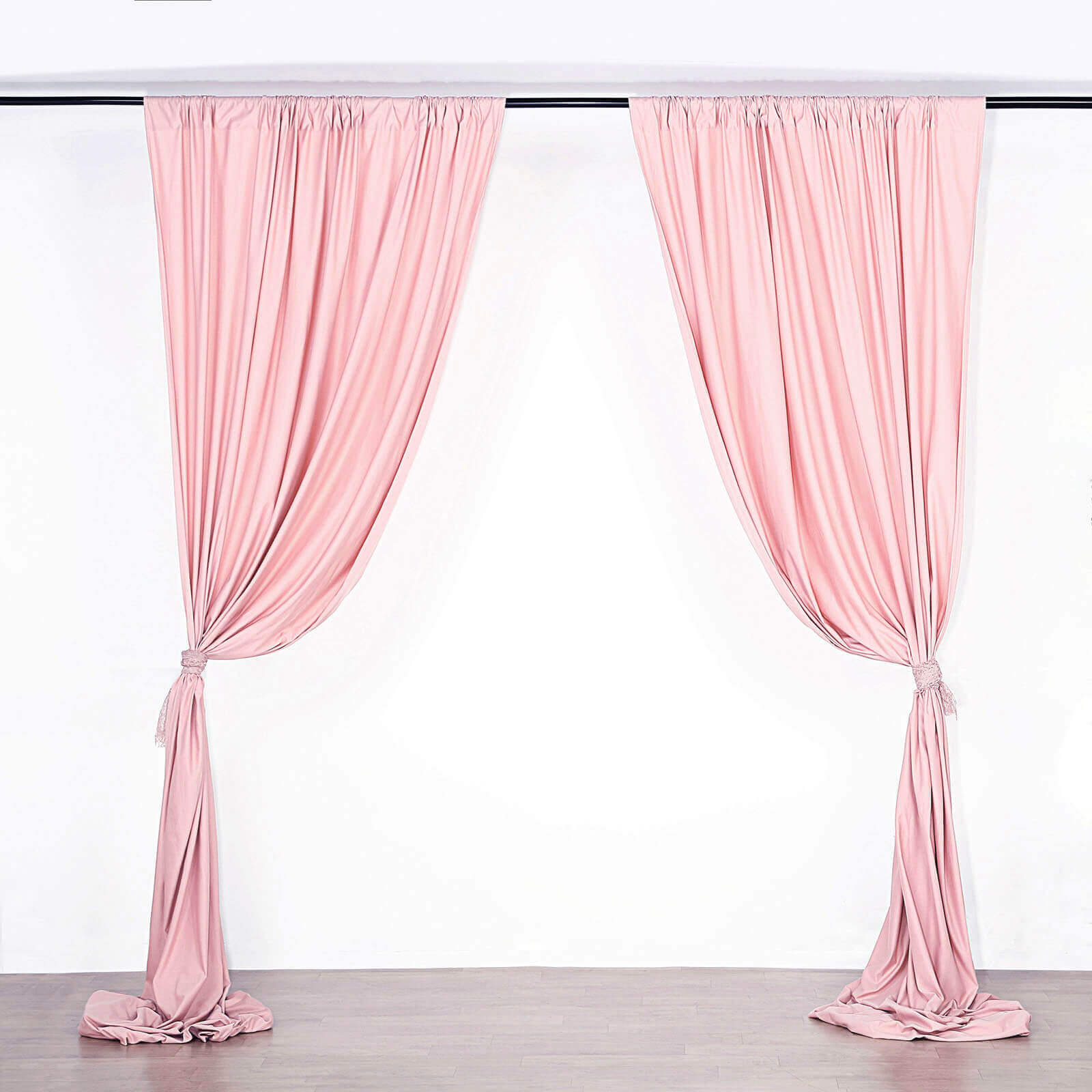 2 Pack Blush Scuba Polyester Event Curtain Drapes, Durable Flame Resistant Backdrop Event Panels Wrinkle Free with Rod Pockets - 10ftx10ft