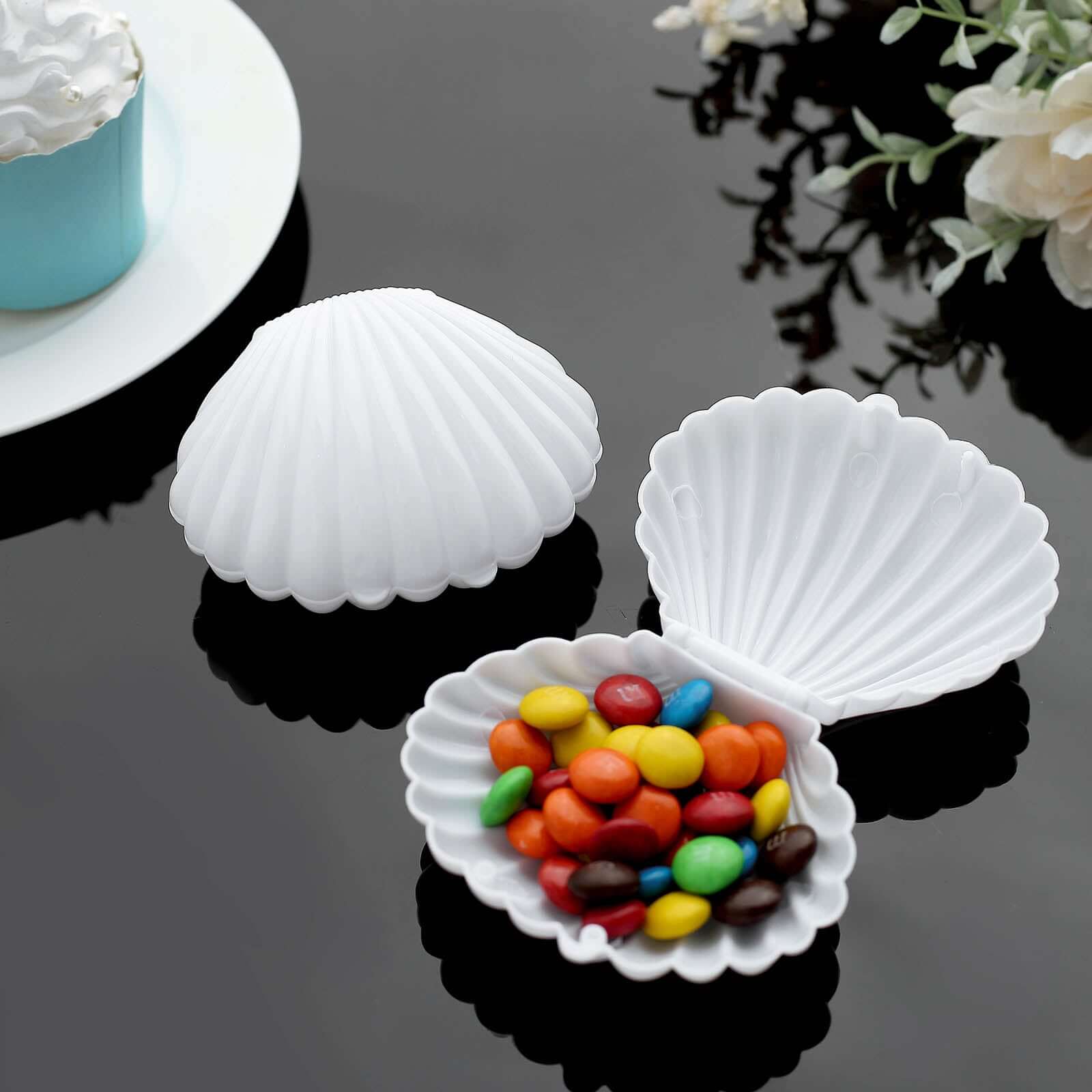 12-Pack Seashell Candy Container Gift Boxes White Beach Theme - Decorative Mini Favor Boxes for Jewelry 3.5