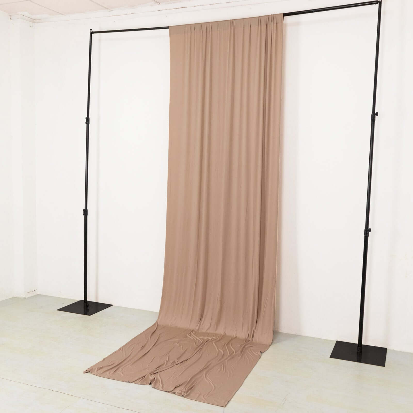 Nude 4-Way Stretch Spandex Event Curtain Drapes, Wrinkle Free Backdrop Event Panel with Rod Pockets - 5ftx14ft