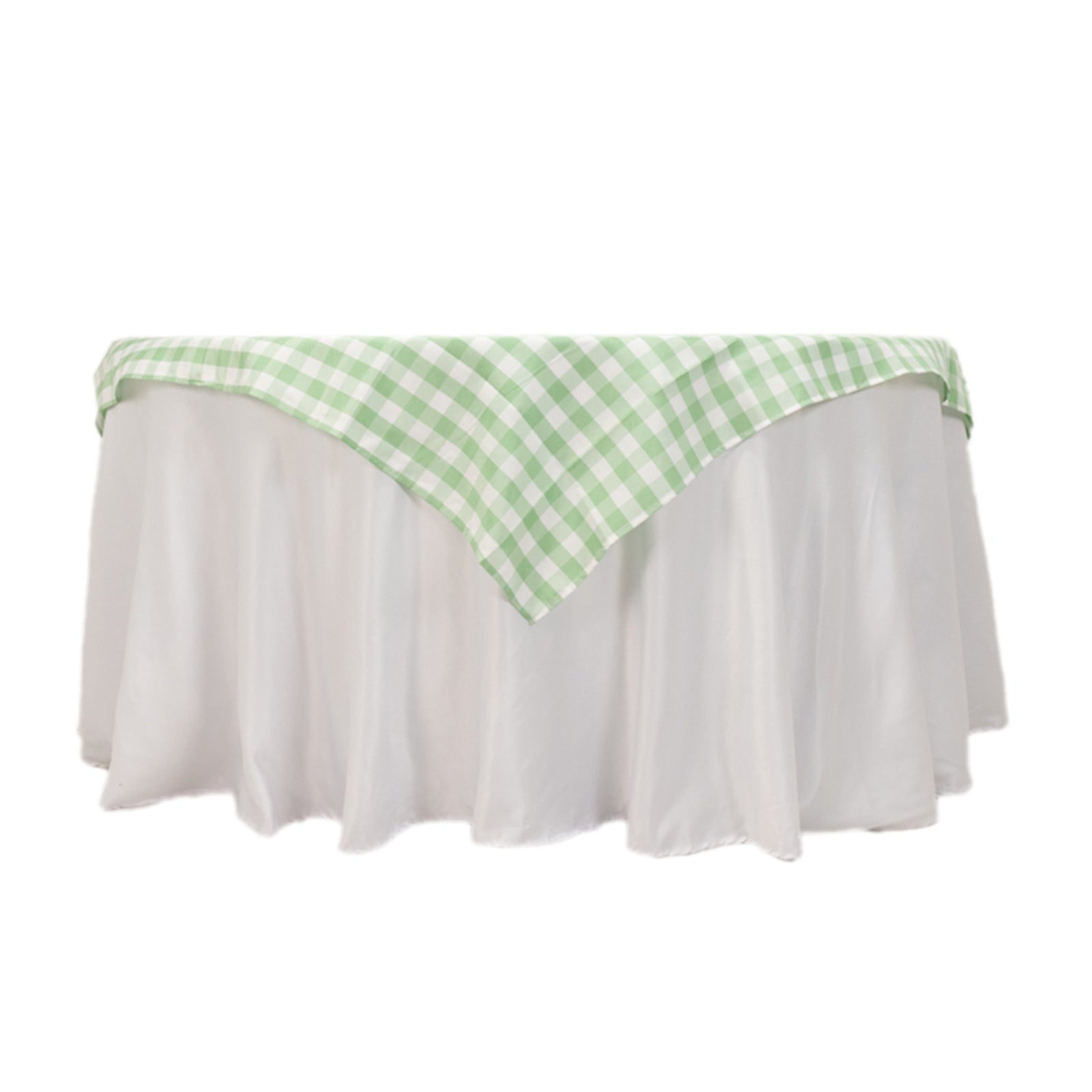 Polyester 54x54 Table Overlay Square Tablecloth White/Sage Green - Checkered Buffalo Plaid Design for Casual Table Settings