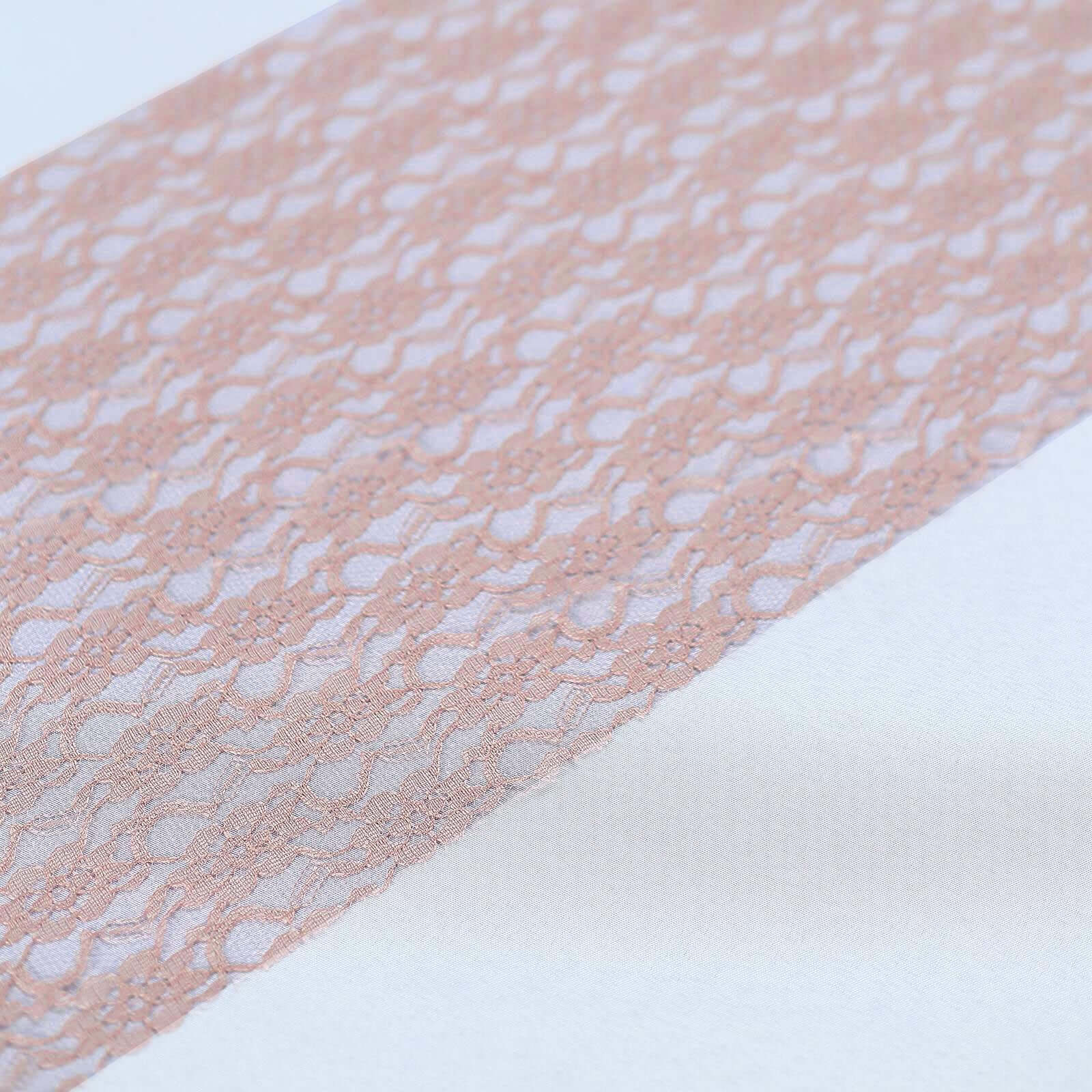 Floral Lace 12x108 Table Runner Dusty Rose - Stylish Vintage Table Decor