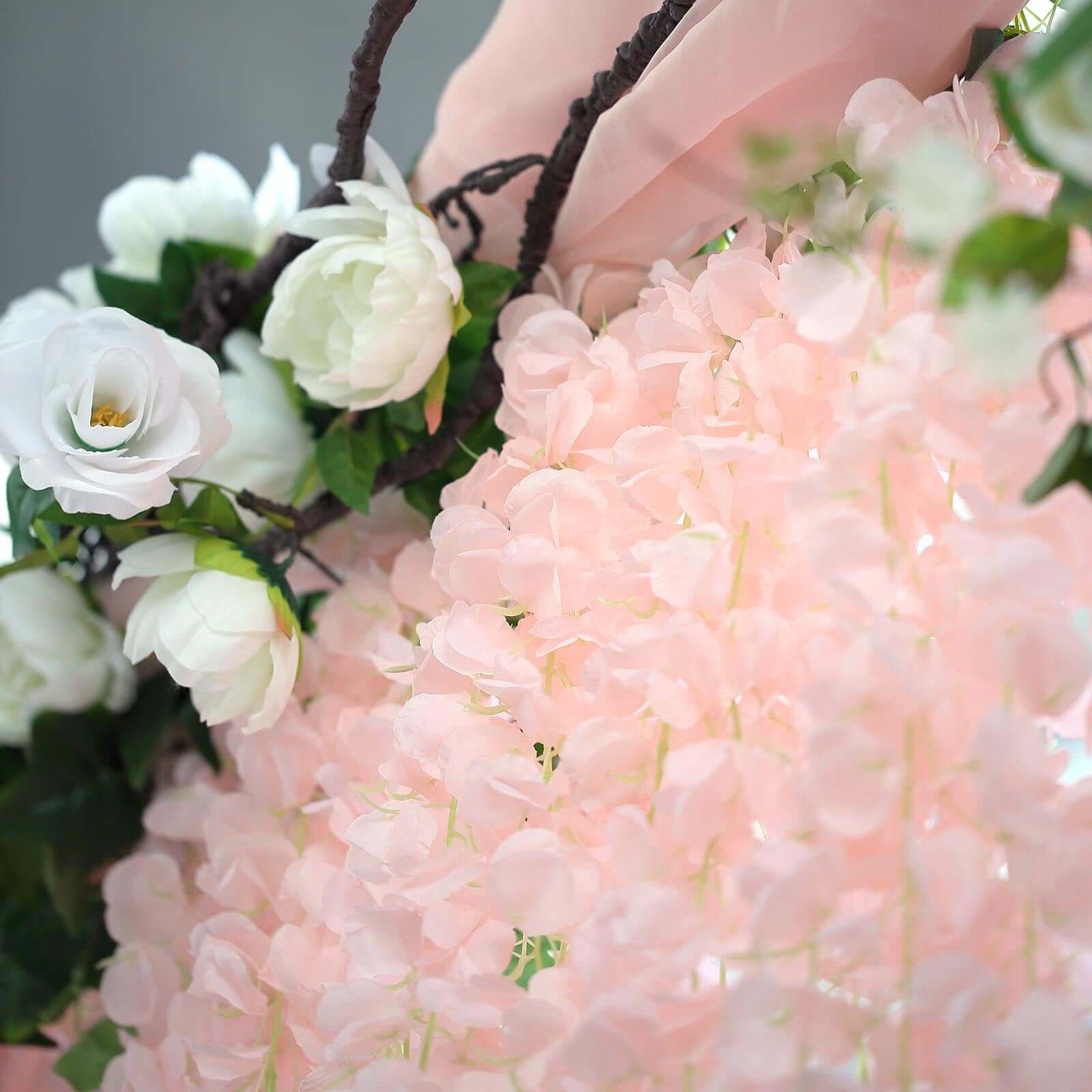 42 Silk Hanging Wisteria Flower Garland Vines in Blush, Elaborated 5 Full Strands in 1 Bush