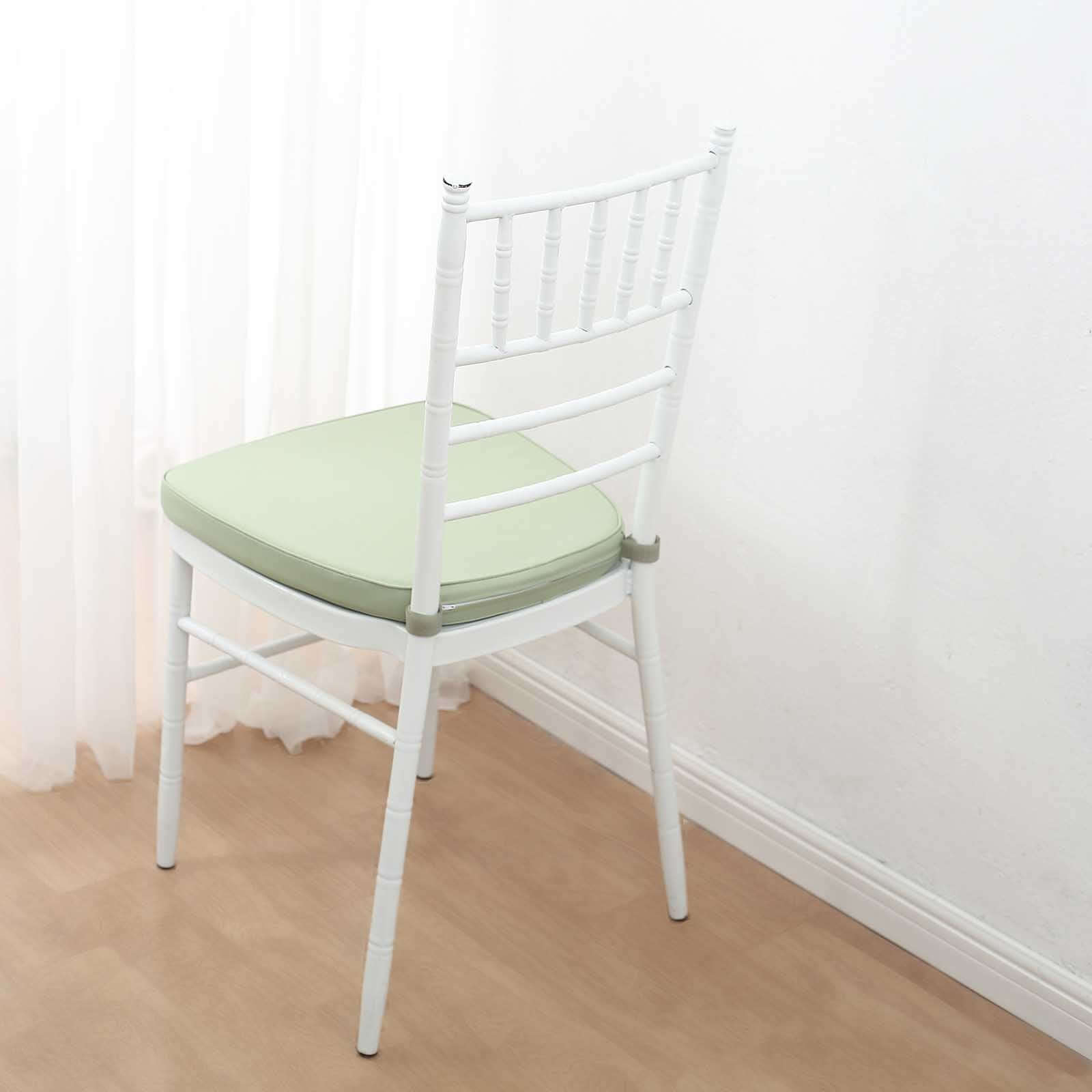 Chiavari Chair Cushion with 1.5 Thick Memory Foam and Ties Sage Green - Stylish Removable Cover for Comfort