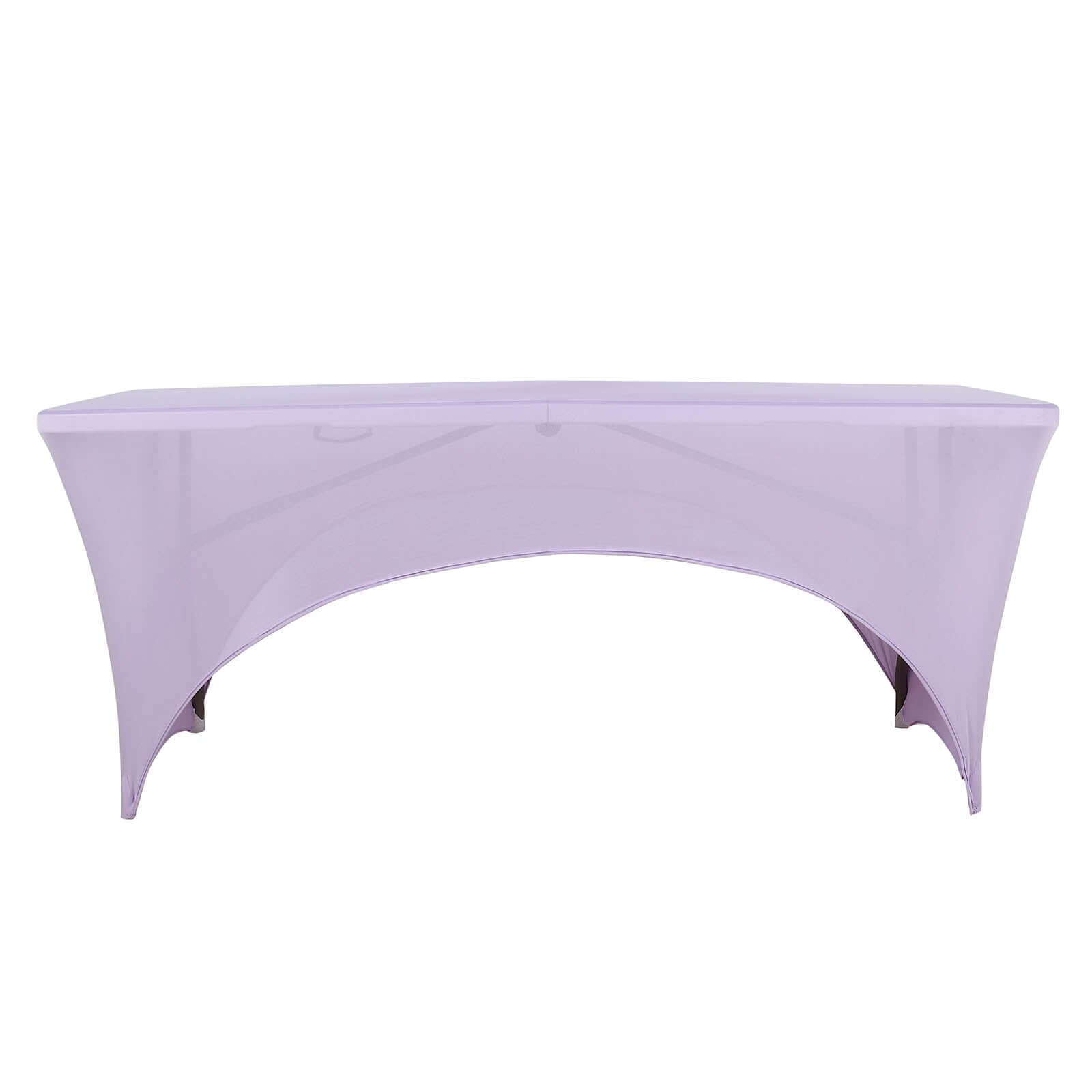 Stretch Spandex 6ft Rectangle Tablecloth Lavender Lilac - Durable Form-Fitting Table Cover