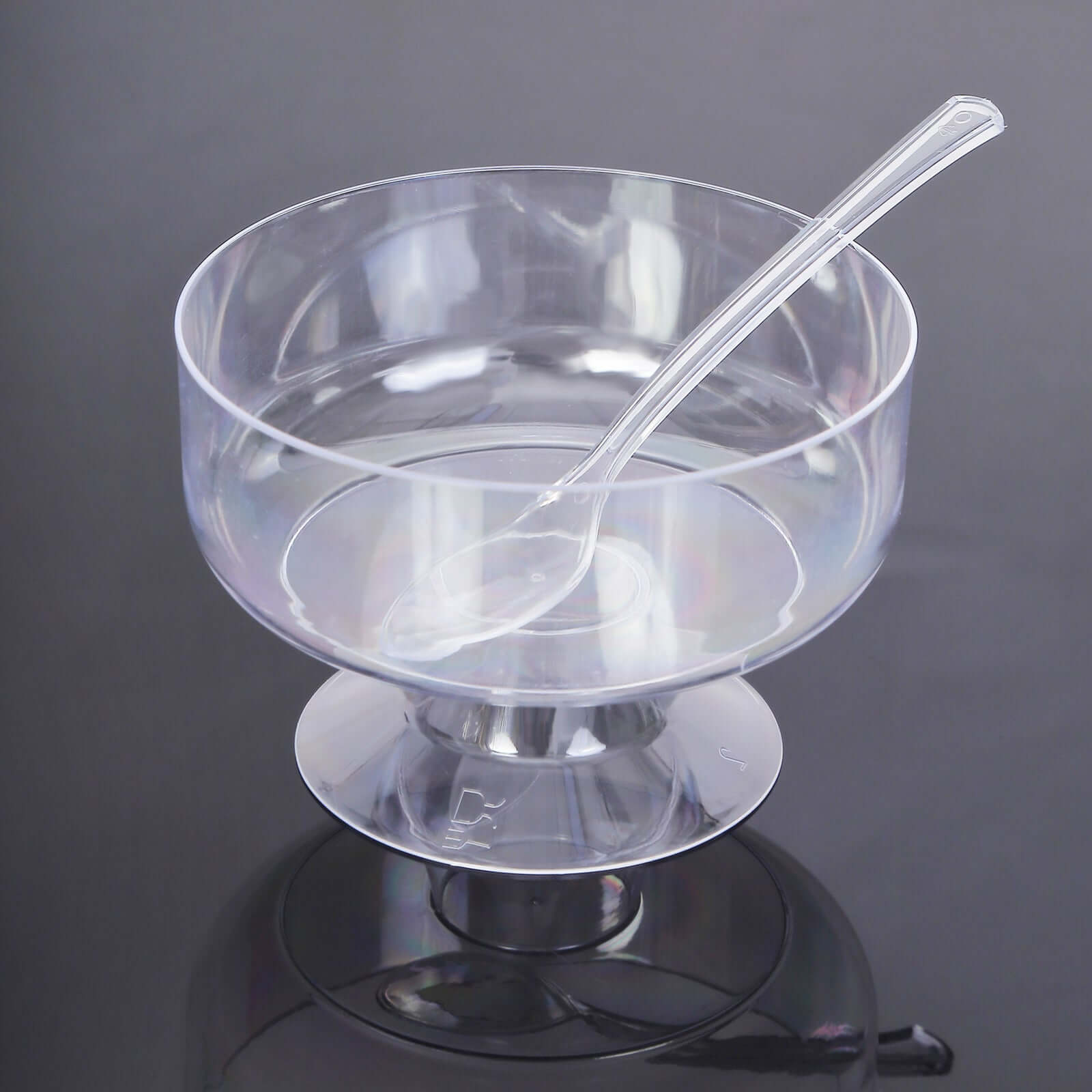 24-Pack Plastic Footed Dessert Cups Clear with Spoons - Perfect for Parfaits 6oz