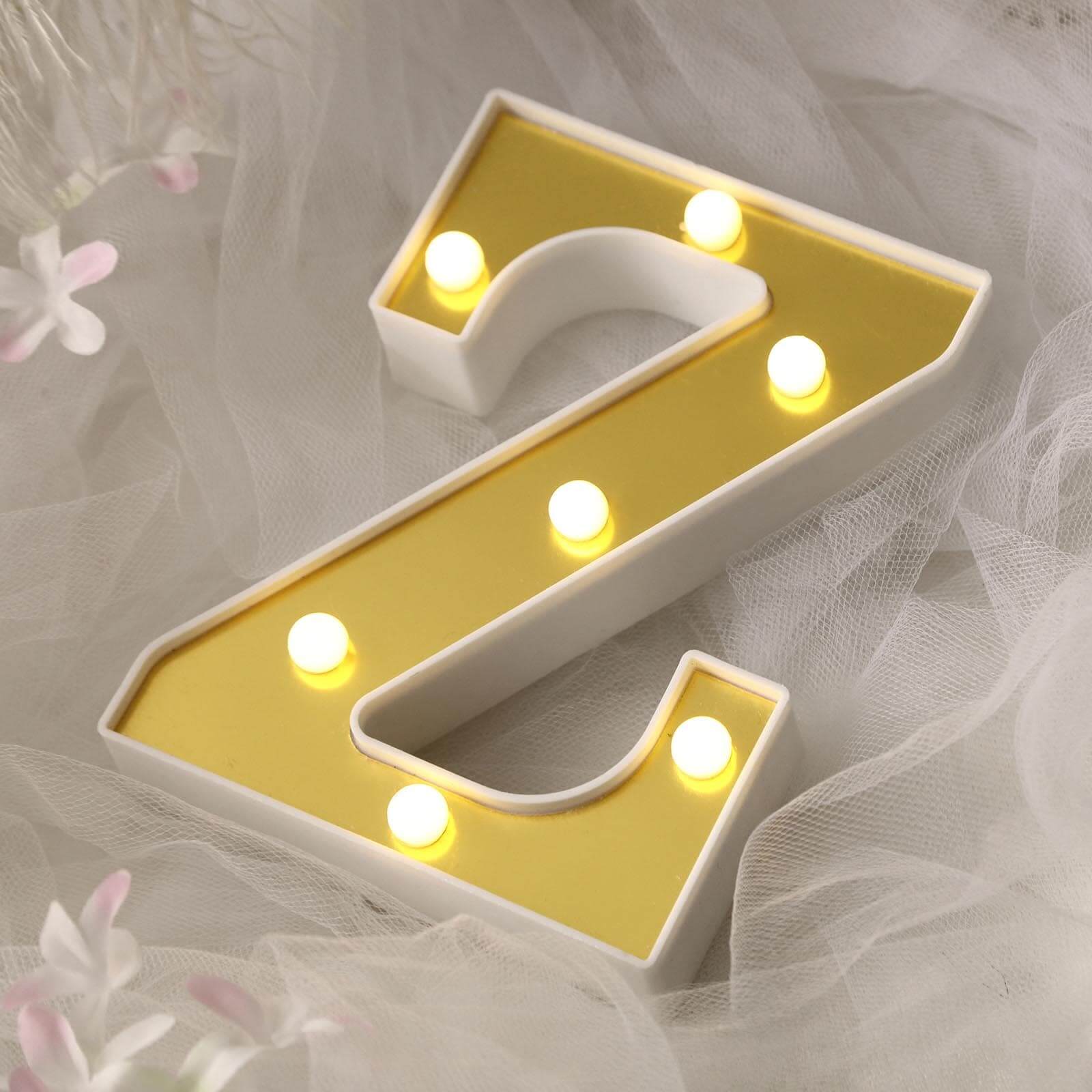 3D Marquee Letter Z Warm White 7 LED Lights Gold - Chic Light-Up Decor for Events 6