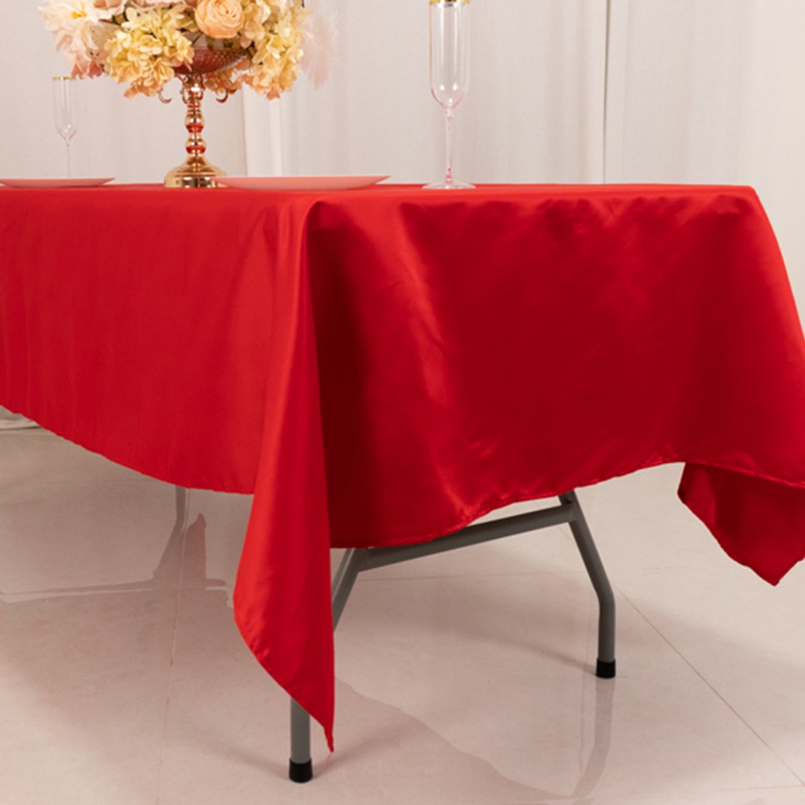 Lamour Satin 60x102 Rectangle Tablecloth Red - Durable & Silky Soft Feel Table Cover