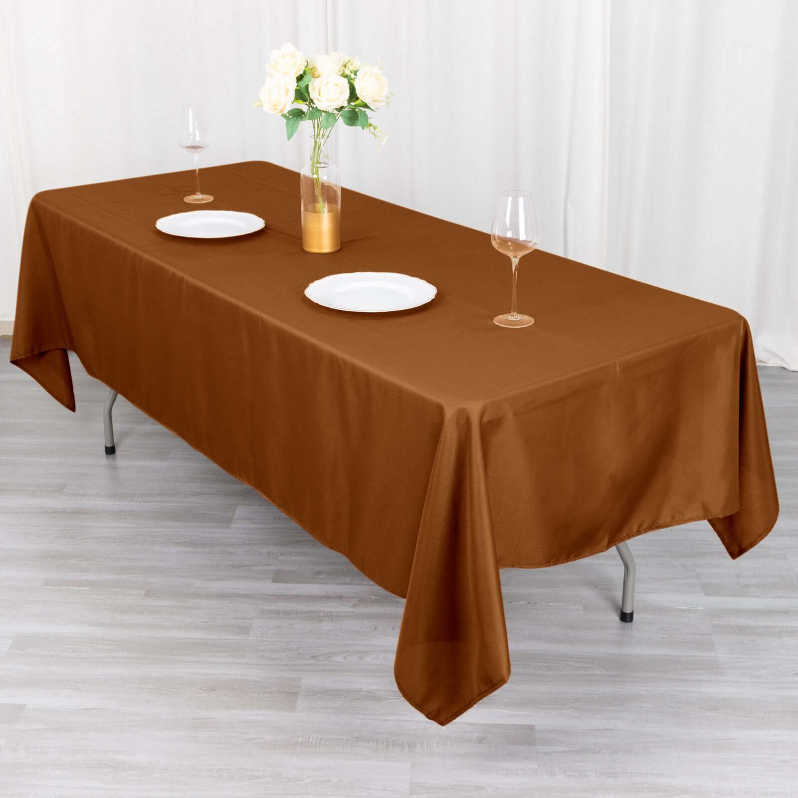 Polyester 60x102 Rectangle Tablecloth Cinnamon Brown - Durable and Stylish Table Cover