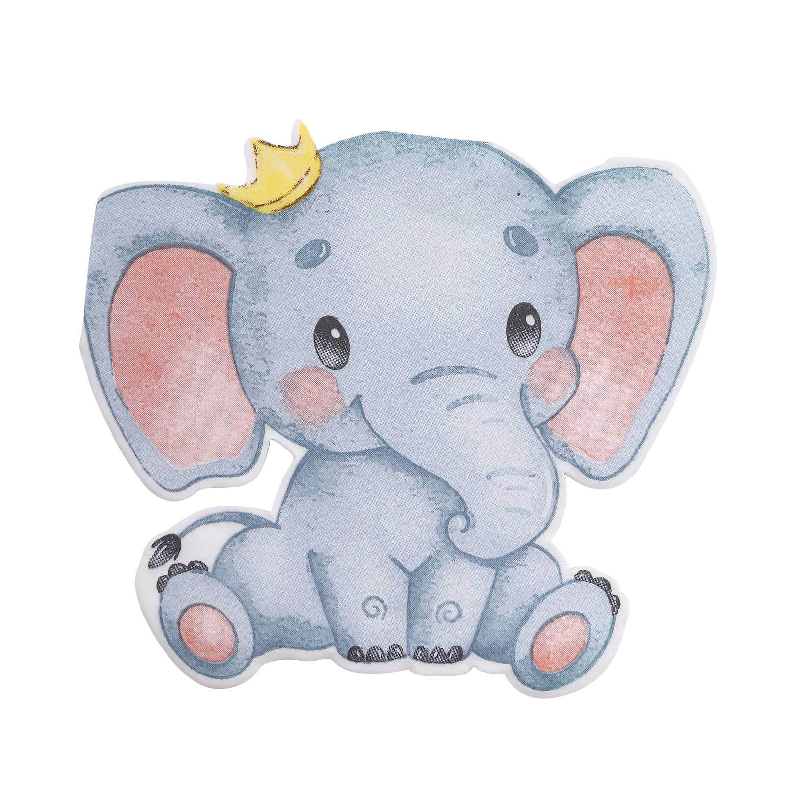 20-Pack Paper Beverage Napkins with Elephant Shape - Disposable Baby Shower Cocktail Napkins