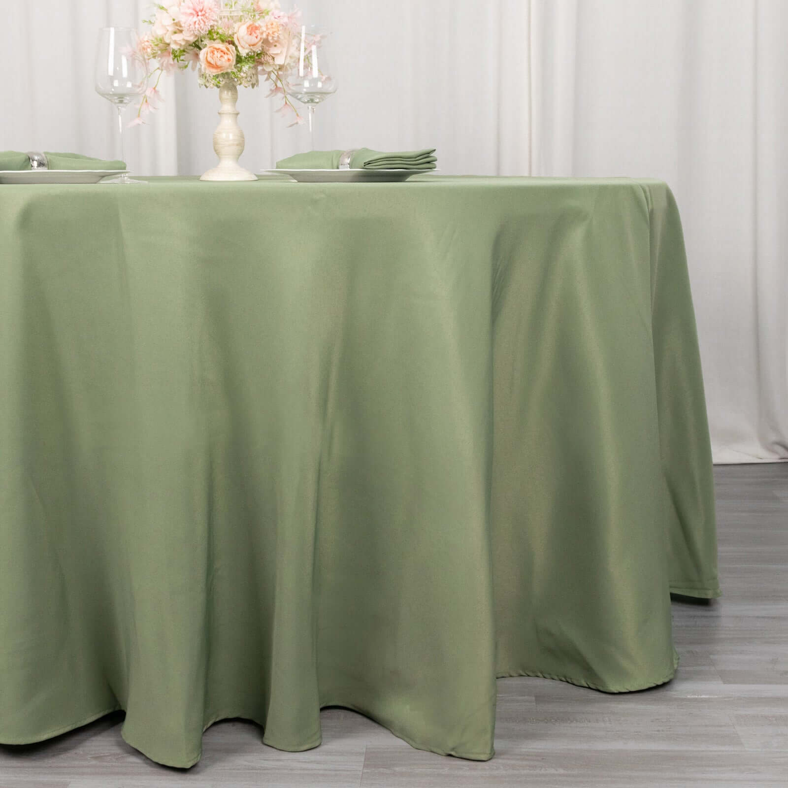 Premium Polyester 120 Round Tablecloth Dusty Sage Green - Seamless 220GSM Wrinkle-Resistant Table Cover