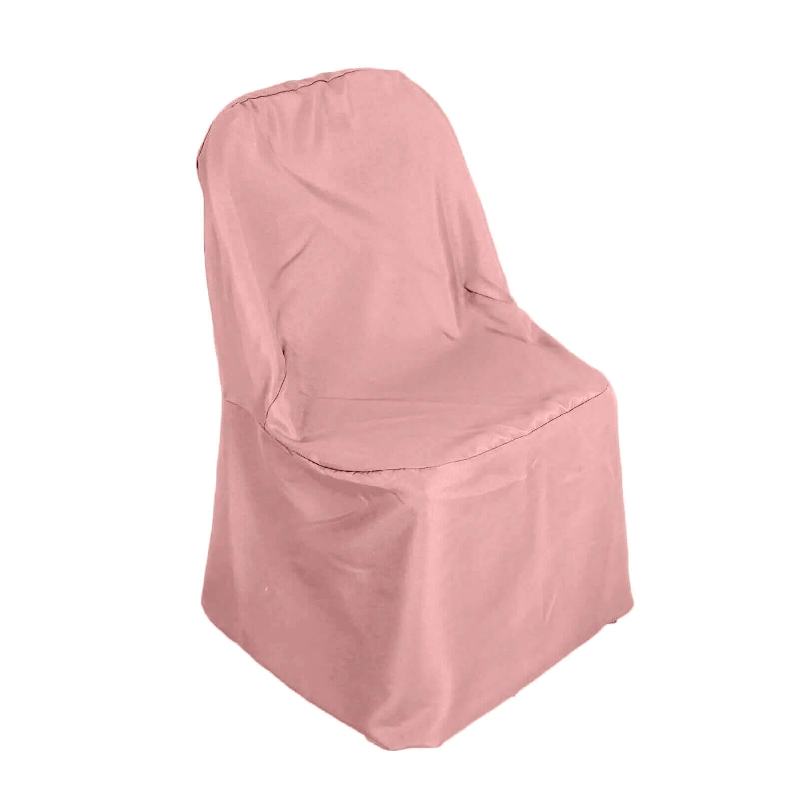 10 Pack Polyester Chair Covers for Folding Chairs Dusty Rose - Wrinkle-Free Stain-Resistant Slip-On Slipcovers