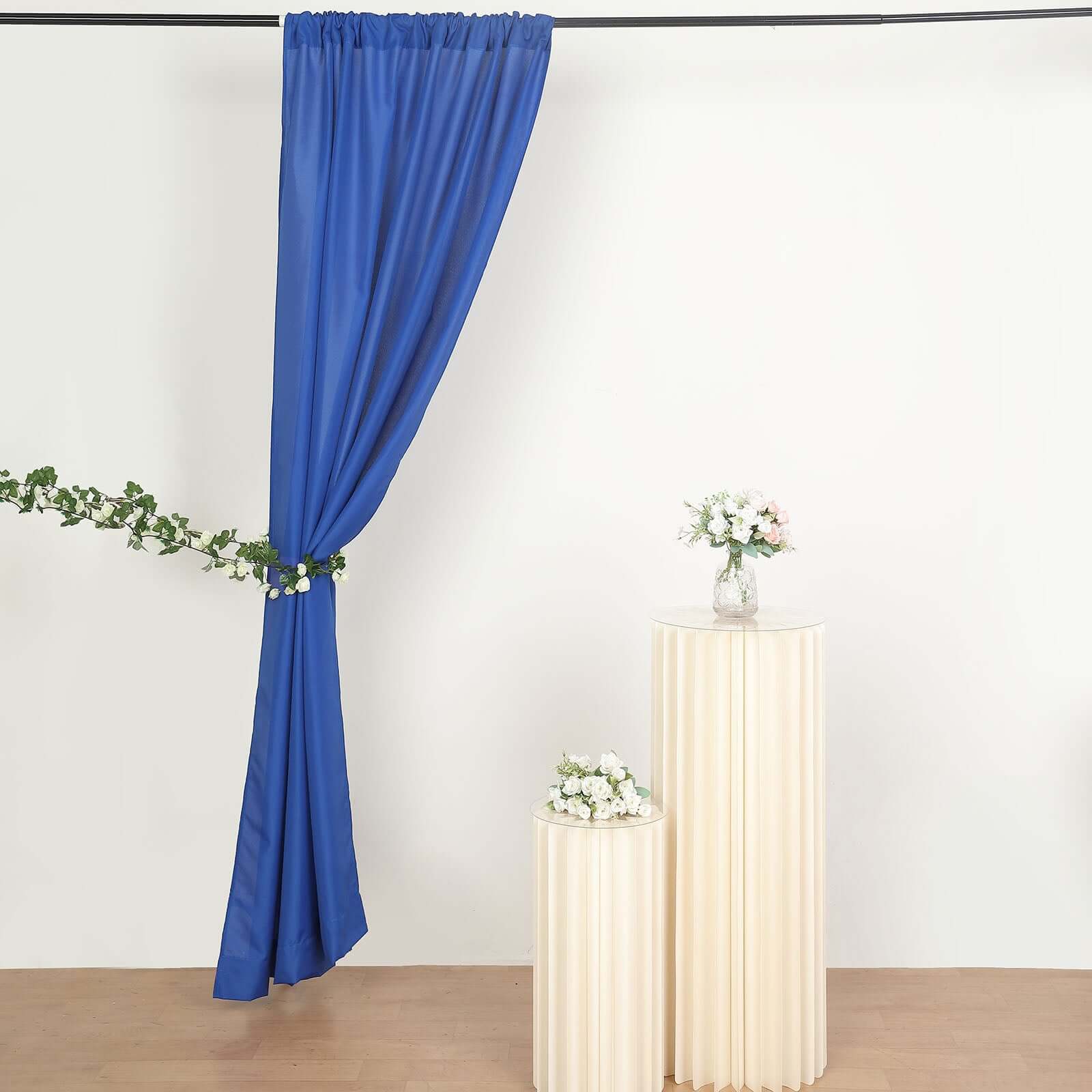 2 Pack Royal Blue Polyester Event Curtain Drapes, 10ftx8ft Backdrop Event Panels With Rod Pockets 130 GSM