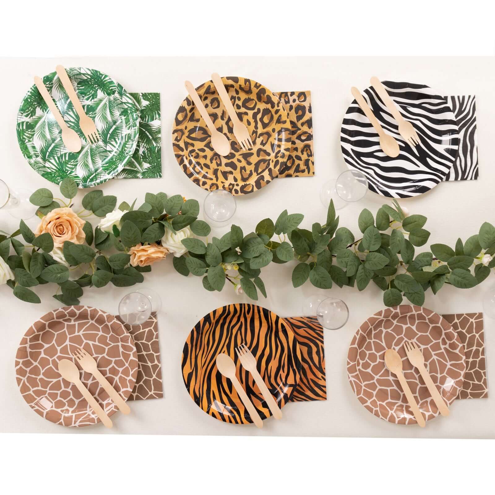 60 Pcs Paper Dinnerware Set with Animal Safari Print - Jungle Theme Party Plates and Napkins for 30 Guests