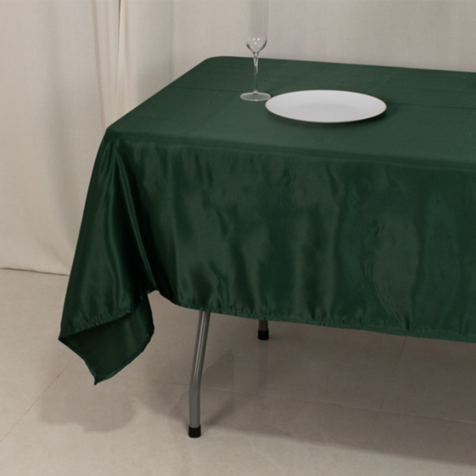 Lamour Satin 60x102 Rectangle Tablecloth Hunter Emerald Green - Durable & Silky Soft Feel Table