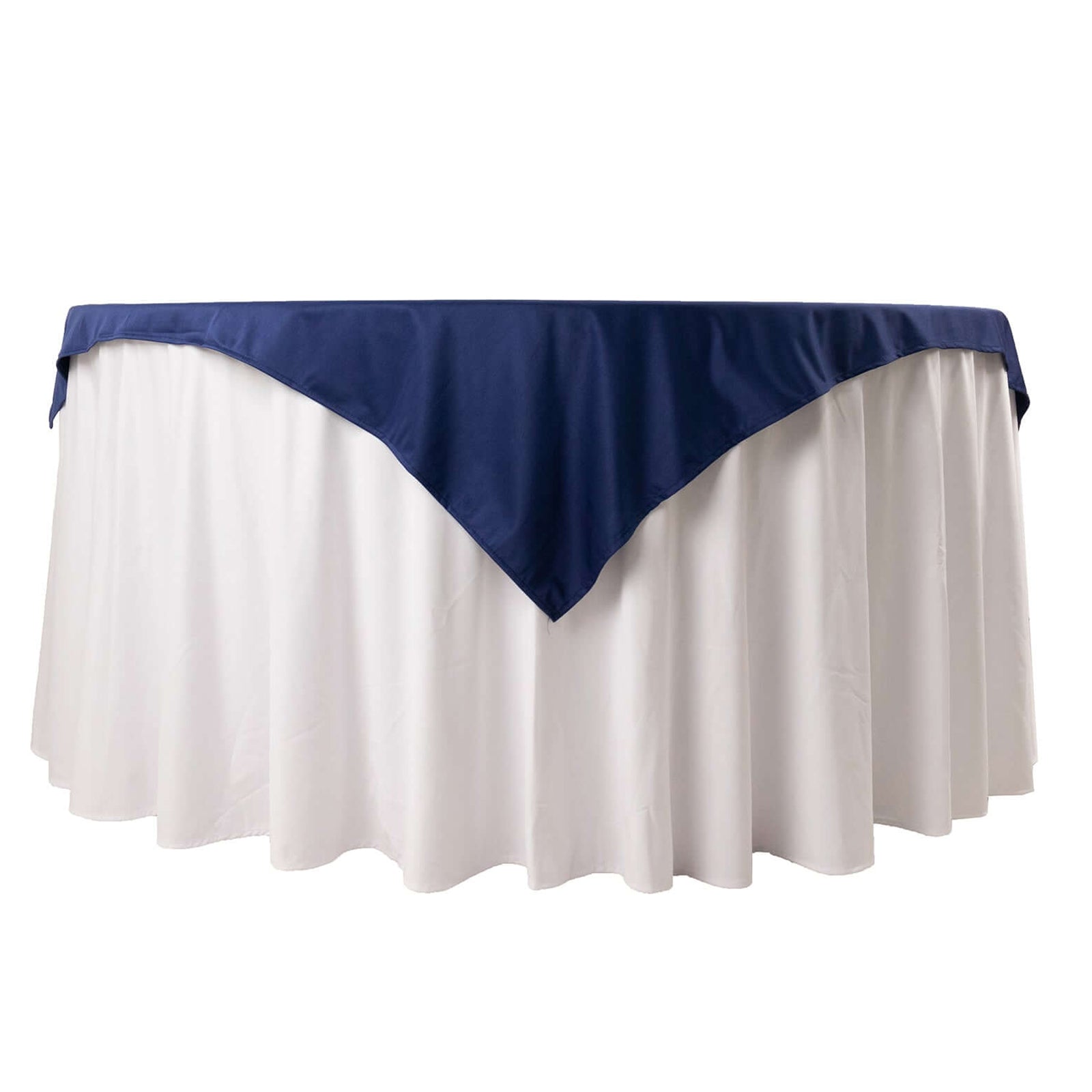 Premium Scuba 54x54 Table Overlay Square Tablecloth Navy Blue - Wrinkle Free & Stain Resistant Table Cover