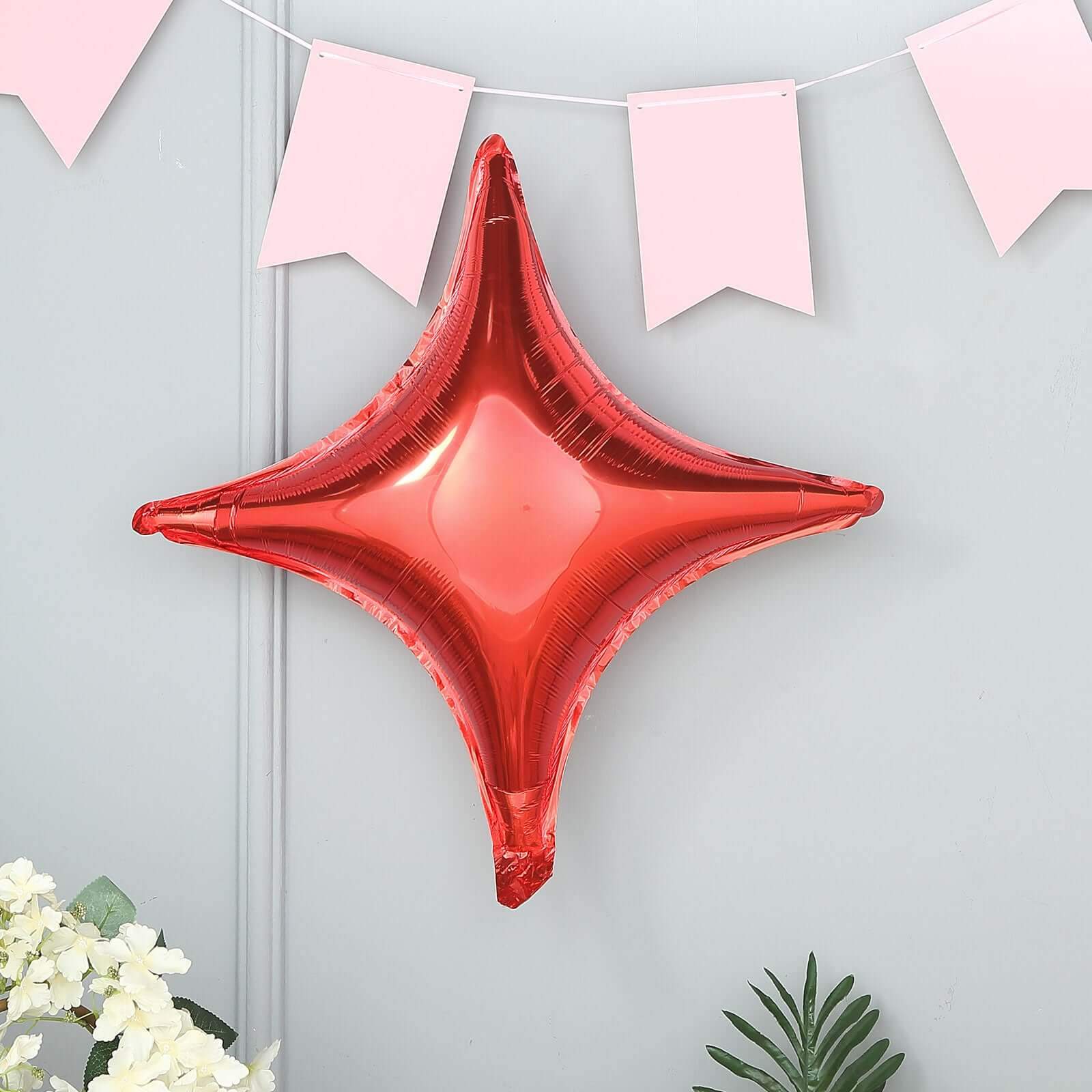 3 Pack 23 Shiny Red Quadrangle Star Mylar Foil Helium Air Balloon