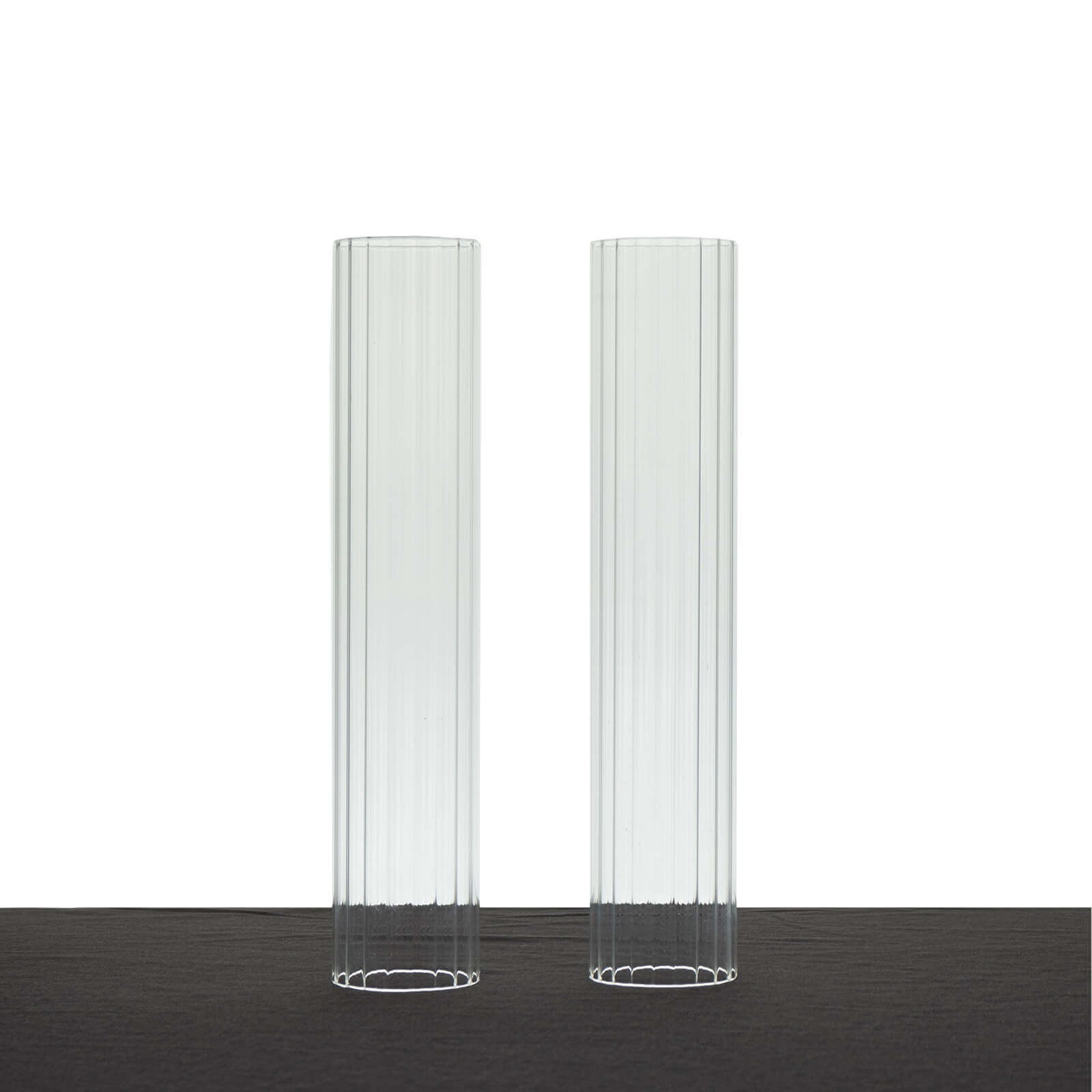 2-Pack Clear Ribbed Glass Hurricane Shades Open End Design - Stylish Candelabra Pillar Candle Holder Table Centerpiece 10