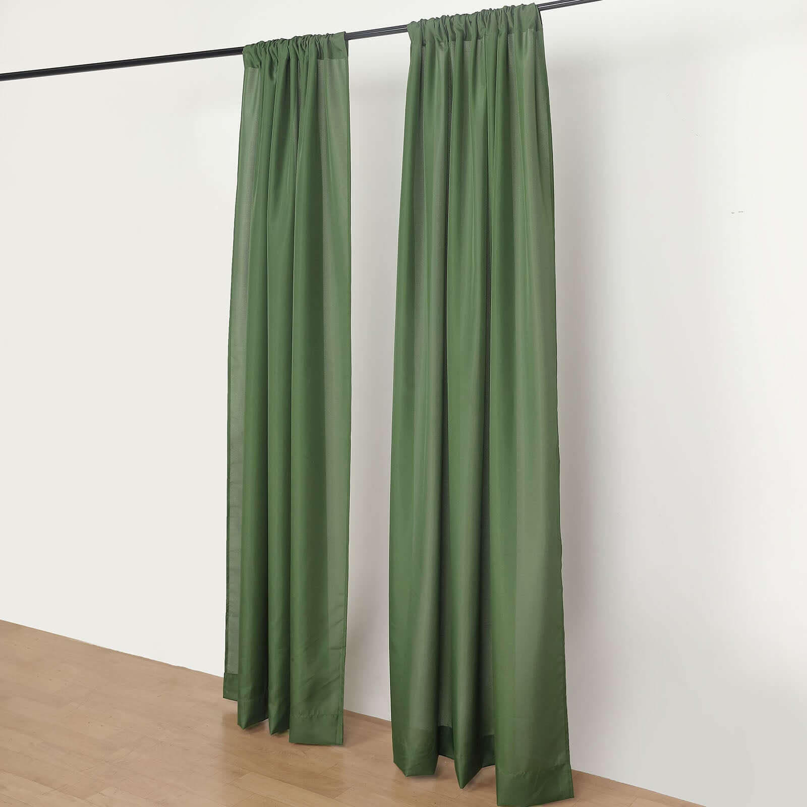 2 Pack Olive Green Polyester Event Curtain Drapes, 10ftx8ft Backdrop Event Panels With Rod Pockets 130 GSM