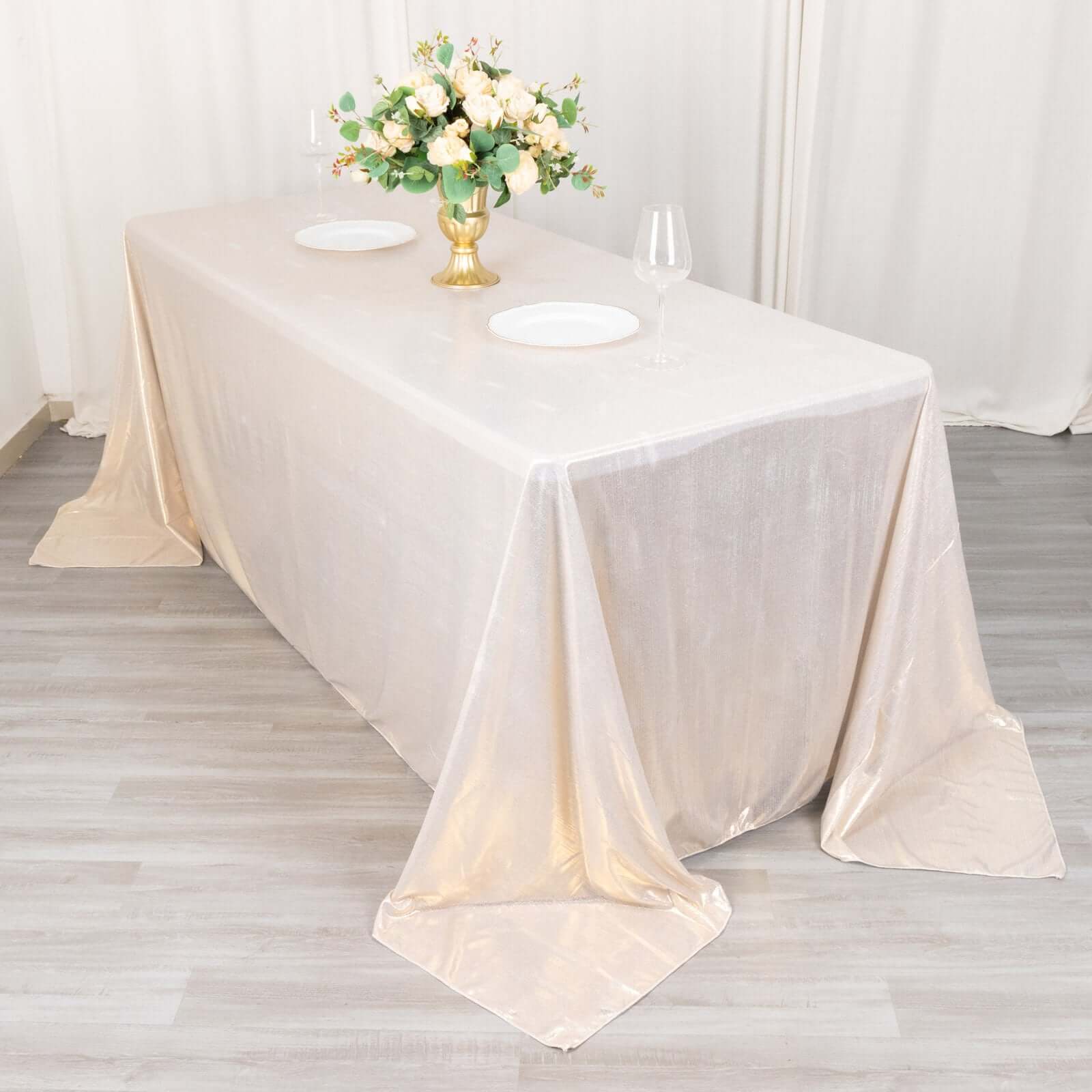 Sequin Dots Polyester 90x132 Rectangle Tablecloth Shimmering Beige - Seamless, Glittering & Wrinkle Free Table Cover