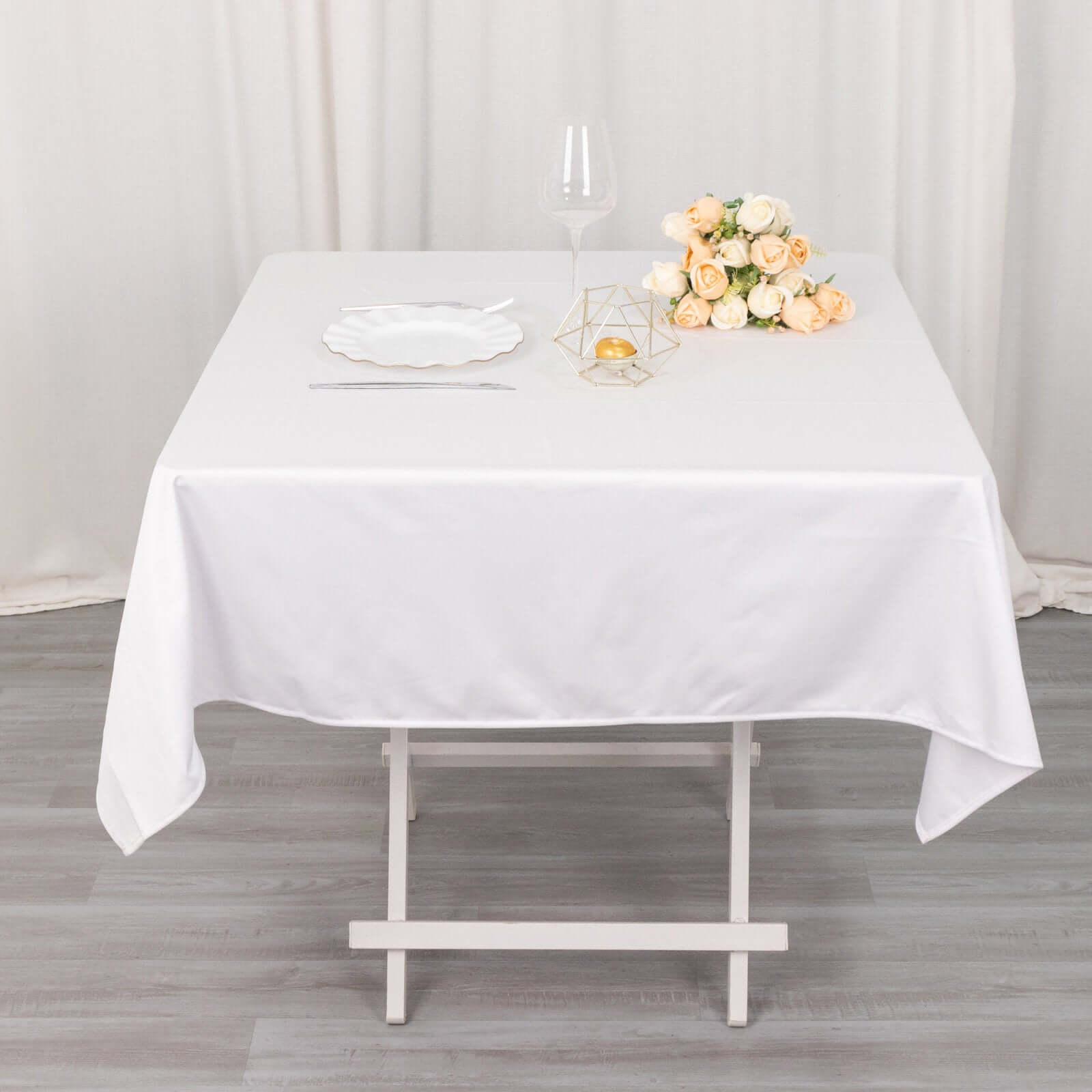 Premium Scuba Square 54x54 Tablecloth White - Wrinkle Free & Stain Resistant Table Cover for Weddings & Events