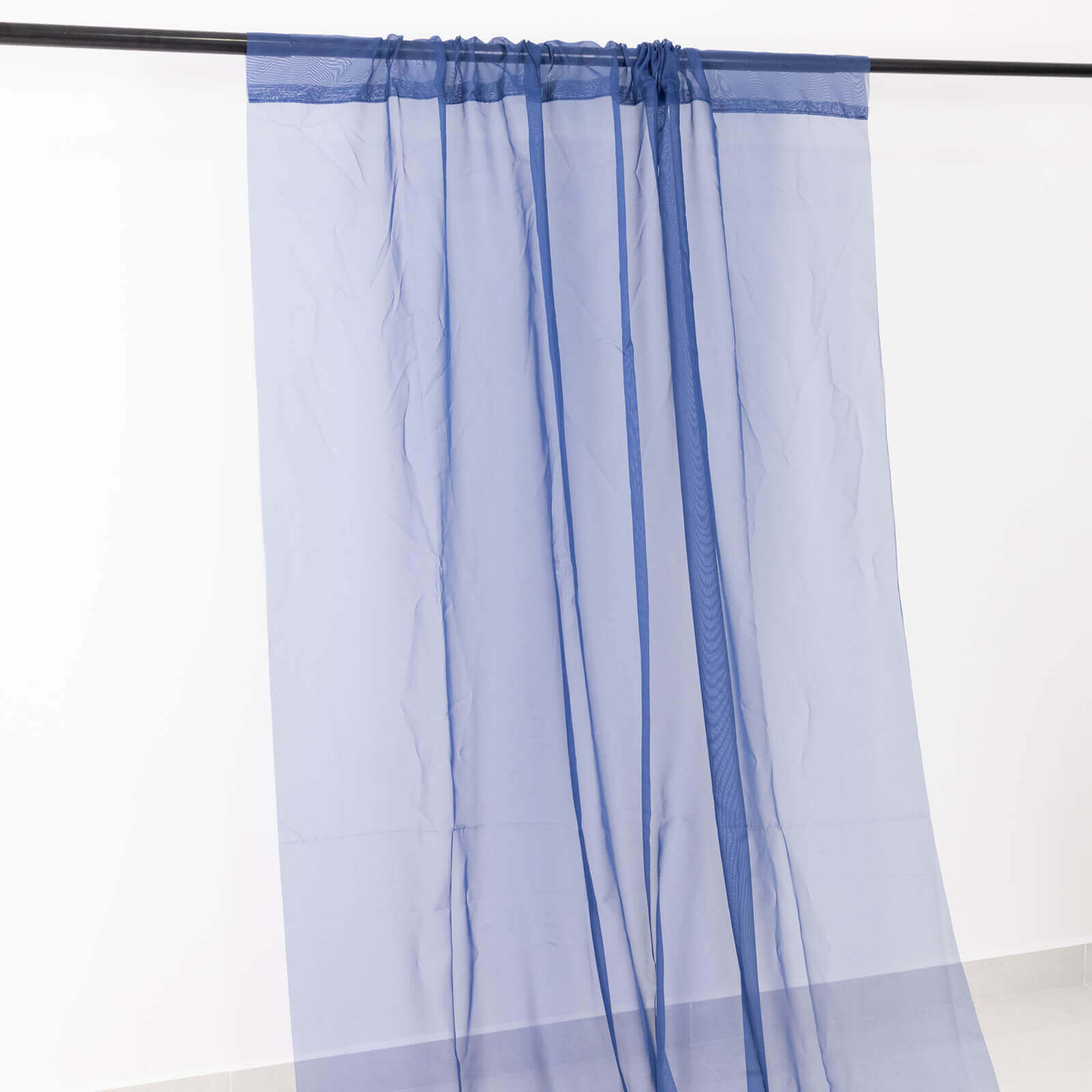 5ftx32ft Premium Navy Blue Chiffon Curtain Panel, Durable Flame Resistant Backdrop Ceiling Drapery With Rod Pocket