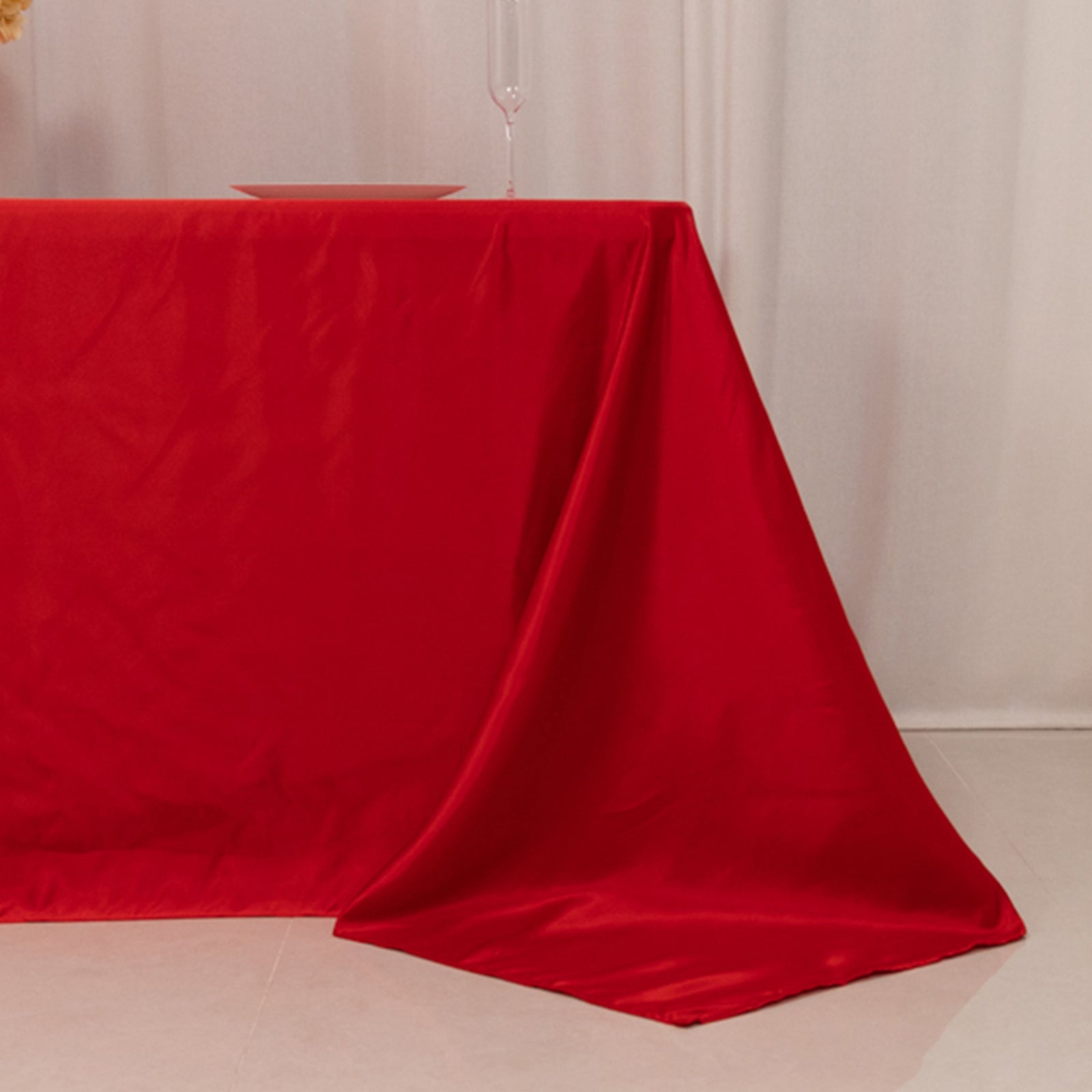 Lamour Satin 90x132 Rectangle Tablecloth Red - Soft & Silk-Like Seamless Table Cover