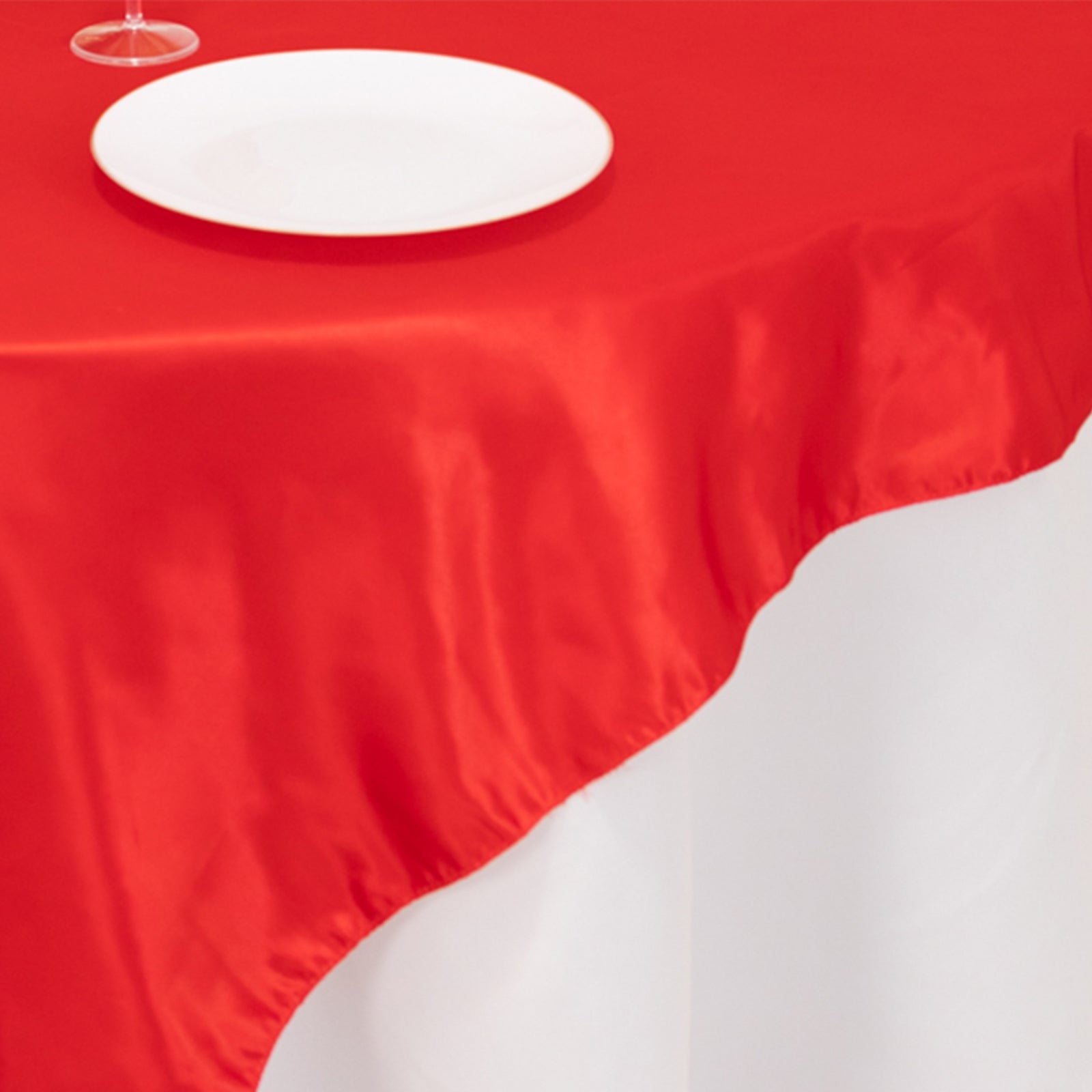 Lamour Satin 72x72 Table Overlay Square Tablecloth Red - Smooth Finish Table Topper