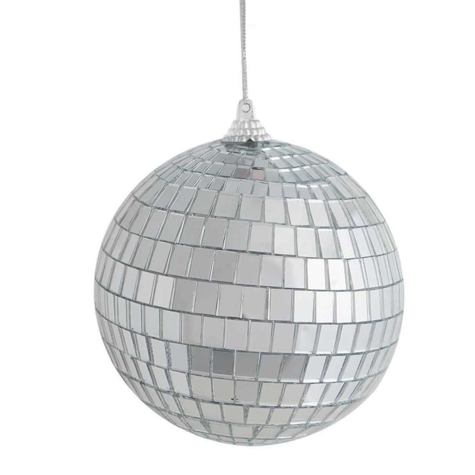 4 Pack 4 Silver Foam Disco Mirror Ball With Hanging Strings, Holiday Christmas Ornaments