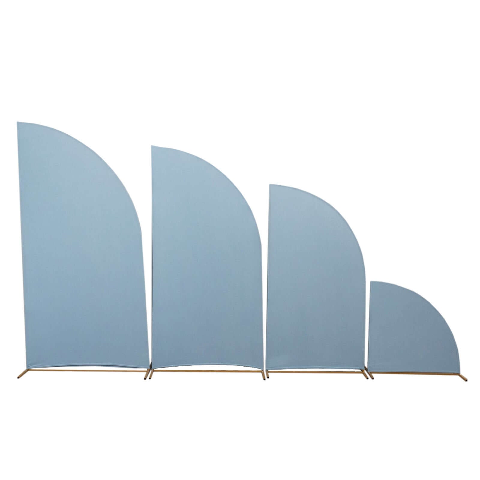 Set of 4 Matte Dusty Blue Spandex Half Moon Chiara Backdrop Stand Covers, Custom Fitted Wedding Arch Covers - 2.5ft,5ft,6ft,7ft