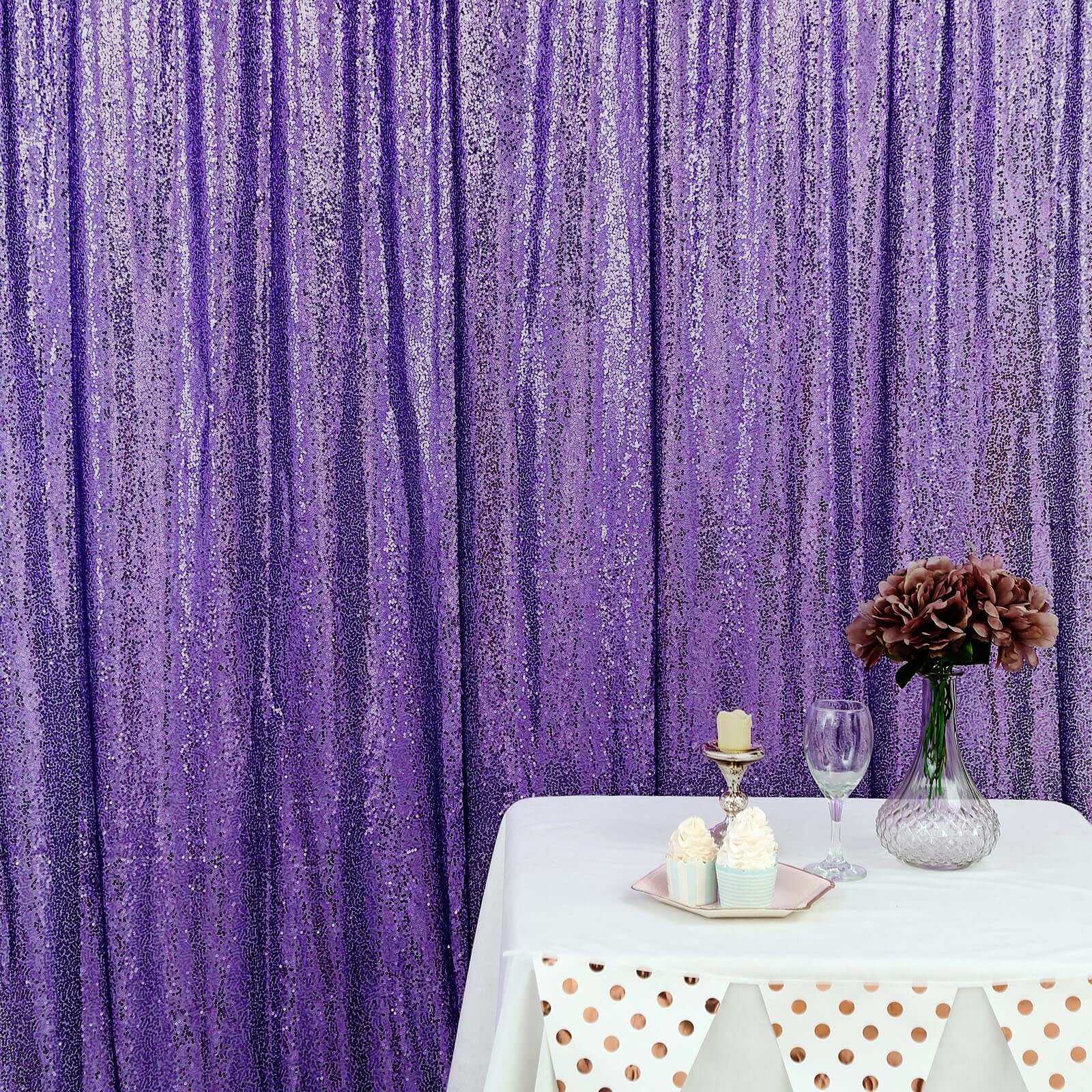 8ftx8ft Purple Sequin Event Curtain Drapes, Backdrop Event Panel