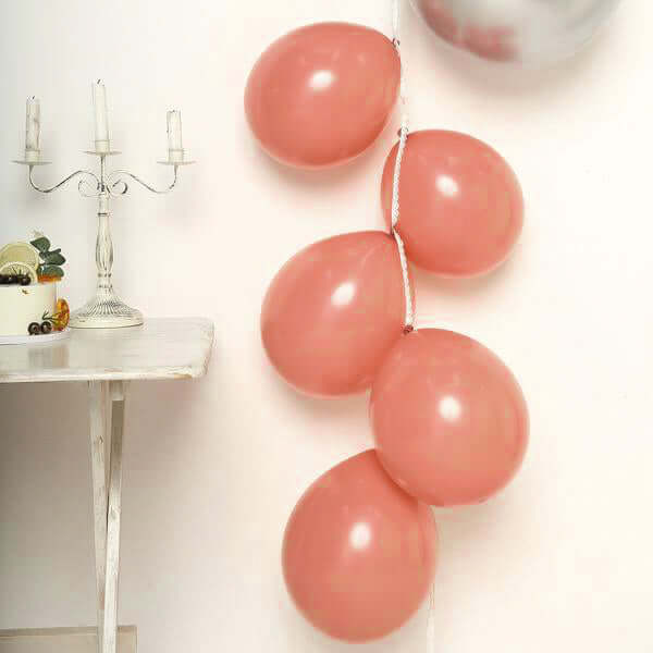 25 Pack 12 Matte Pastel Dusty Rose Helium Air Latex Party Balloons