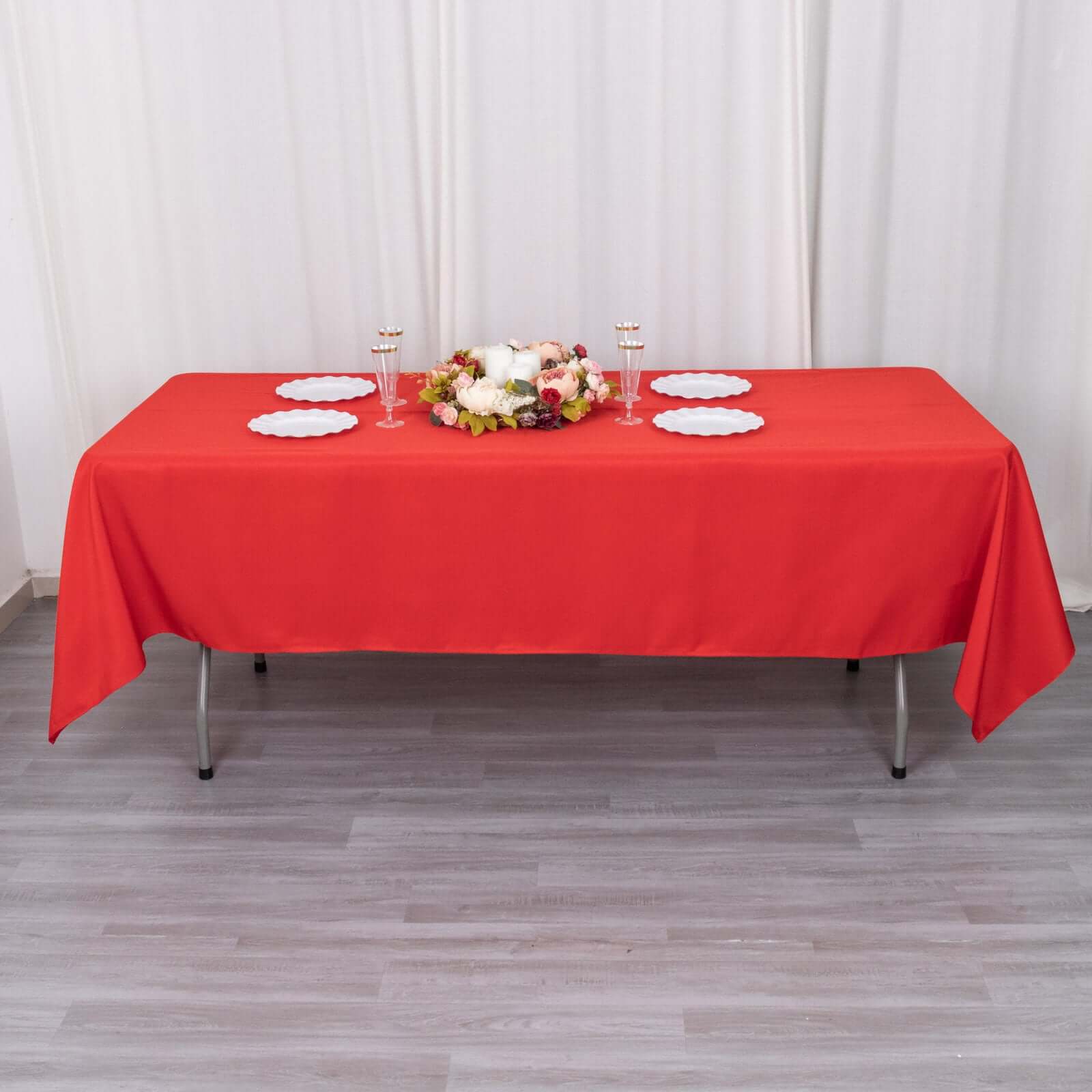 Premium Polyester 60x102 Rectangle Tablecloth Red - Durable 220GSM Wrinkle-Resistant Table Cover