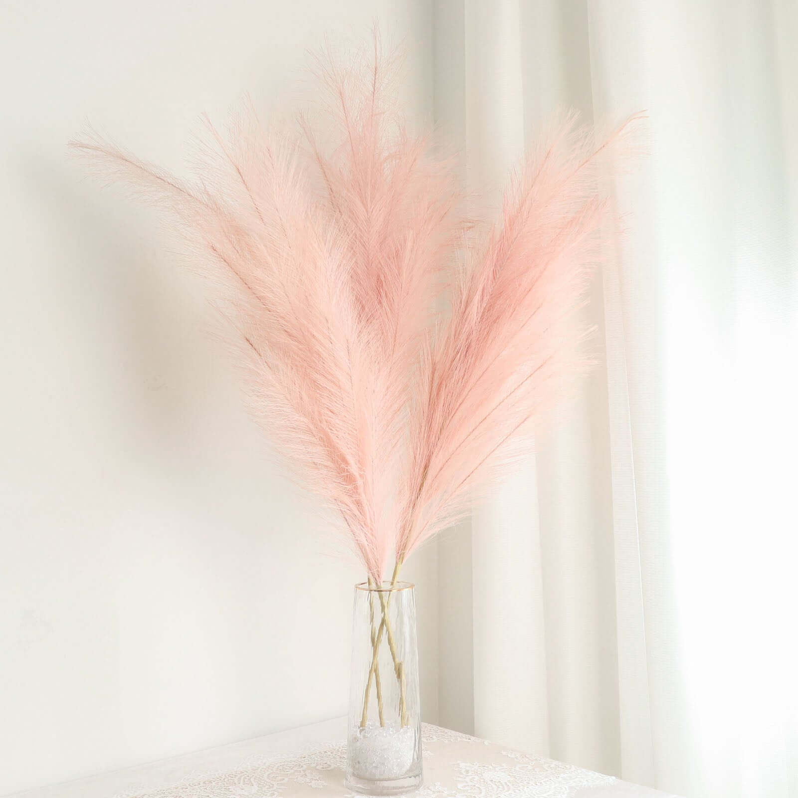 3 Stems Artificial Pampas Grass Decor Dusty Rose - Soft Realistic Faux Ornamental Grass Branches for Rustic Boho Chic Backdrops Floral Styling & Vase Displays 44