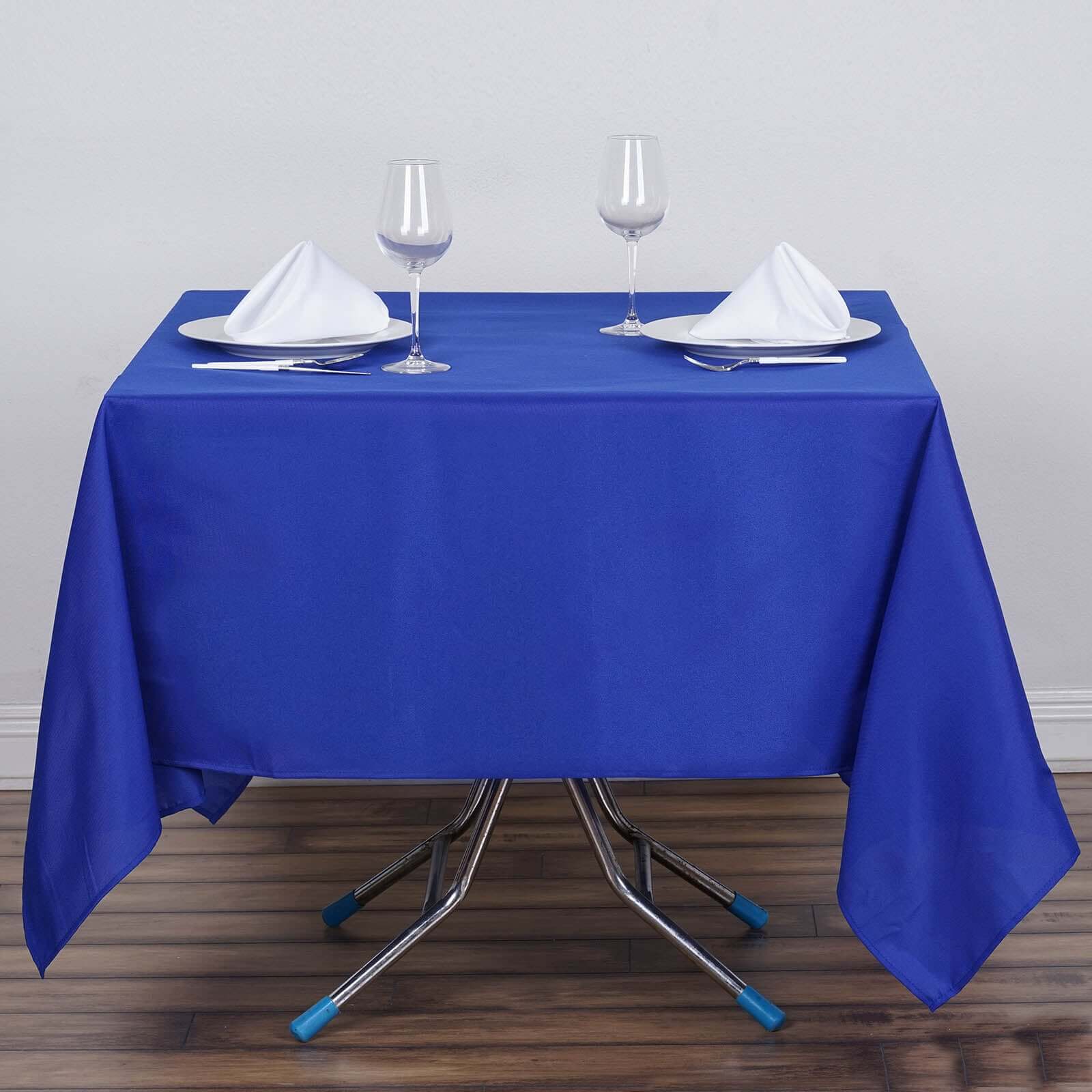 Polyester 70x70 Table Overlay Square Tablecloth Royal Blue - Wrinkle-Resistant & Durable Table Cover