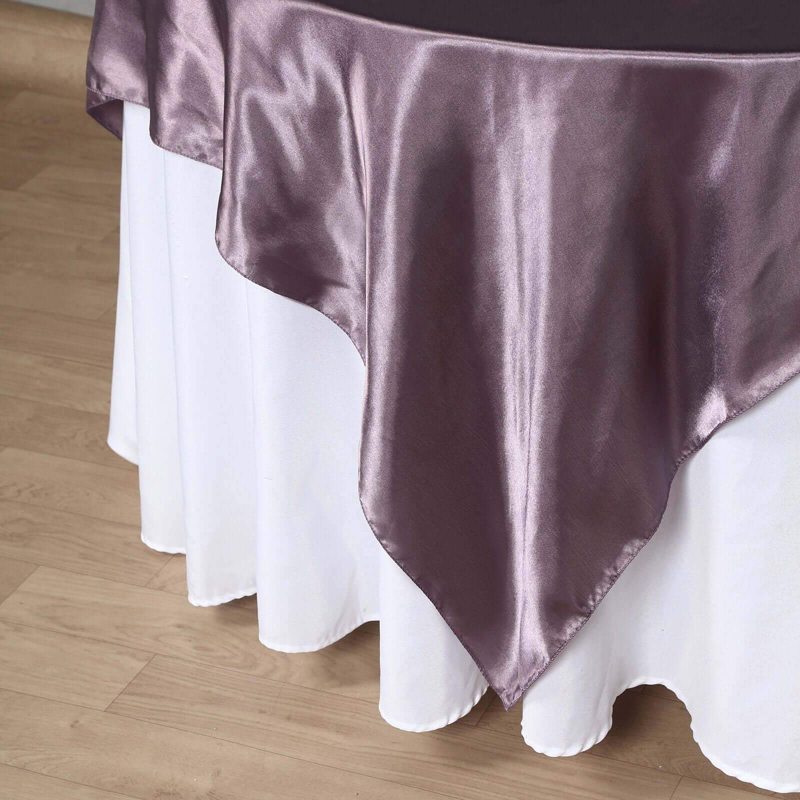 Satin 72x72 Table Overlay Square Tablecloth Violet Amethyst - Smooth Finish Table Cover