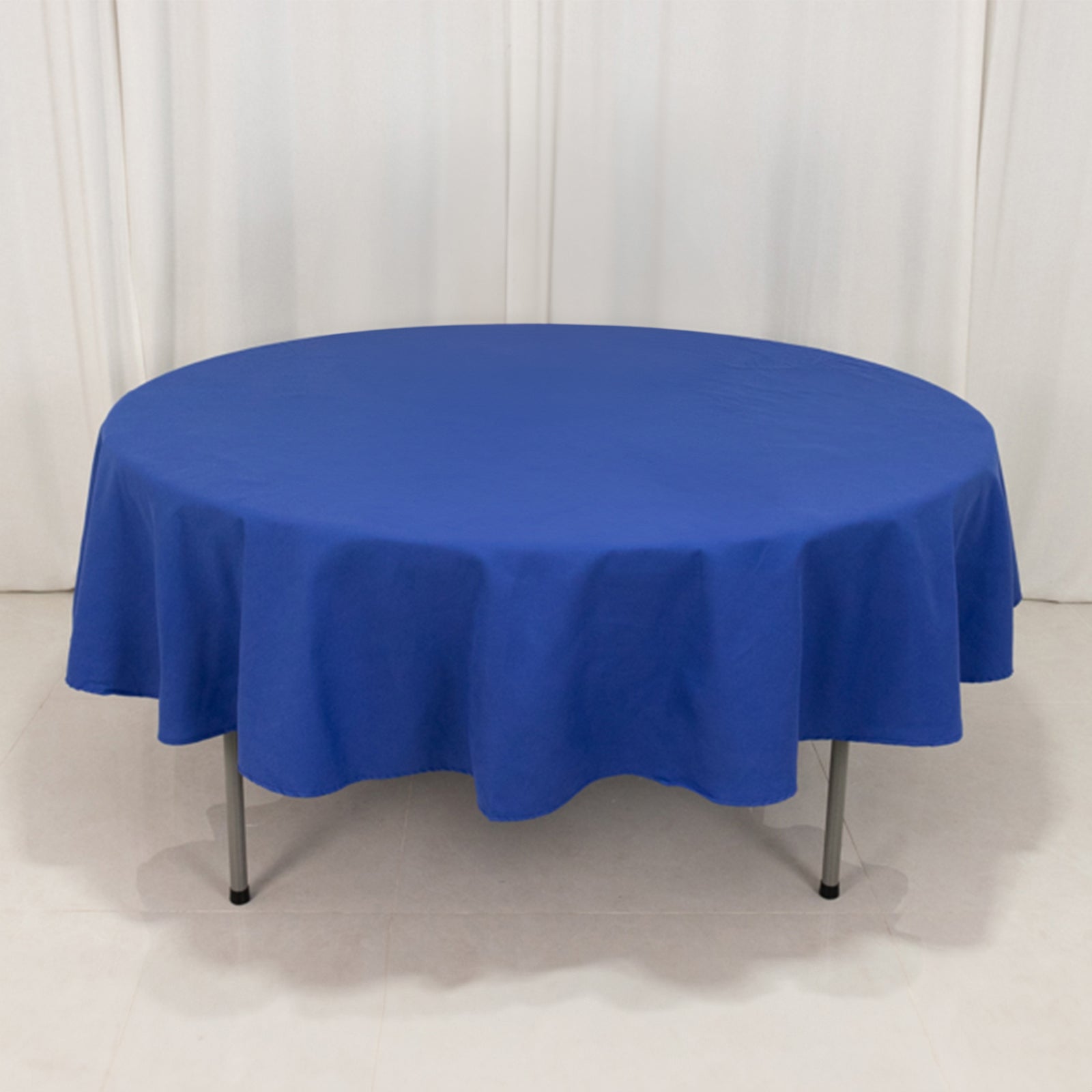 Cotton Blend 90 Round Tablecloth Royal Blue - Wrinkle-Resistant Table Cover