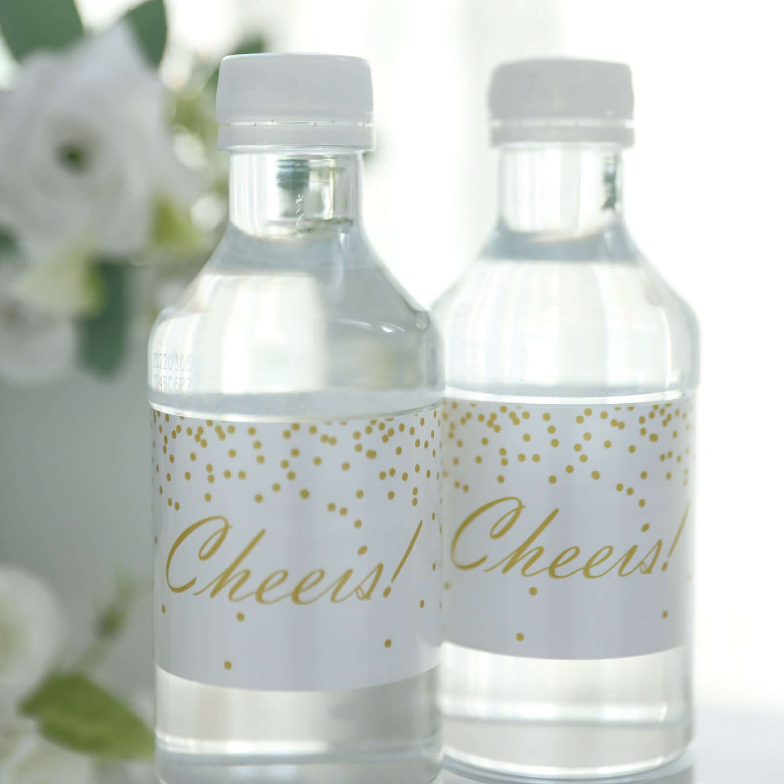 24 Pack White/Gold Water Bottle Labels Cheers Wedding Party Waterproof Bottle Stickers