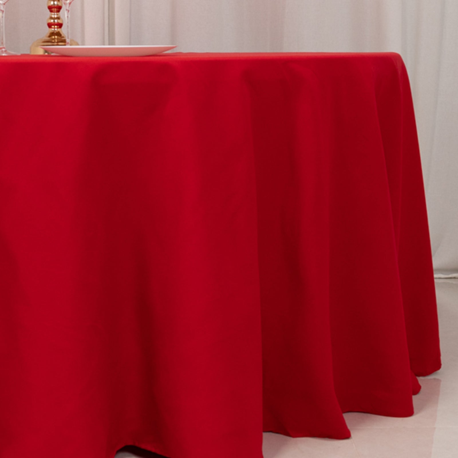 Cotton Blend 120 Round Tablecloth Red - Seamless Wrinkle-Resistant Table Cover