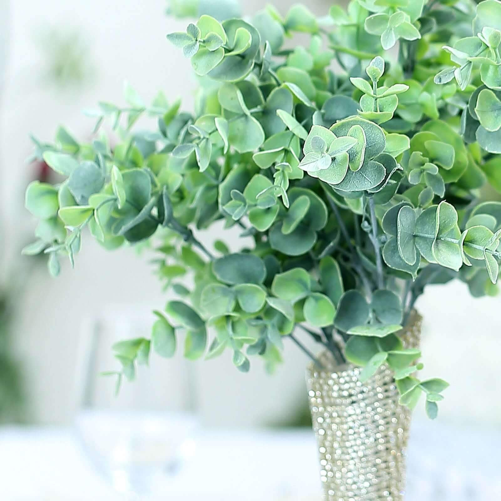 3 Bushes 14 Artificial Eucalyptus Branches, Greenery Bouquet Plants