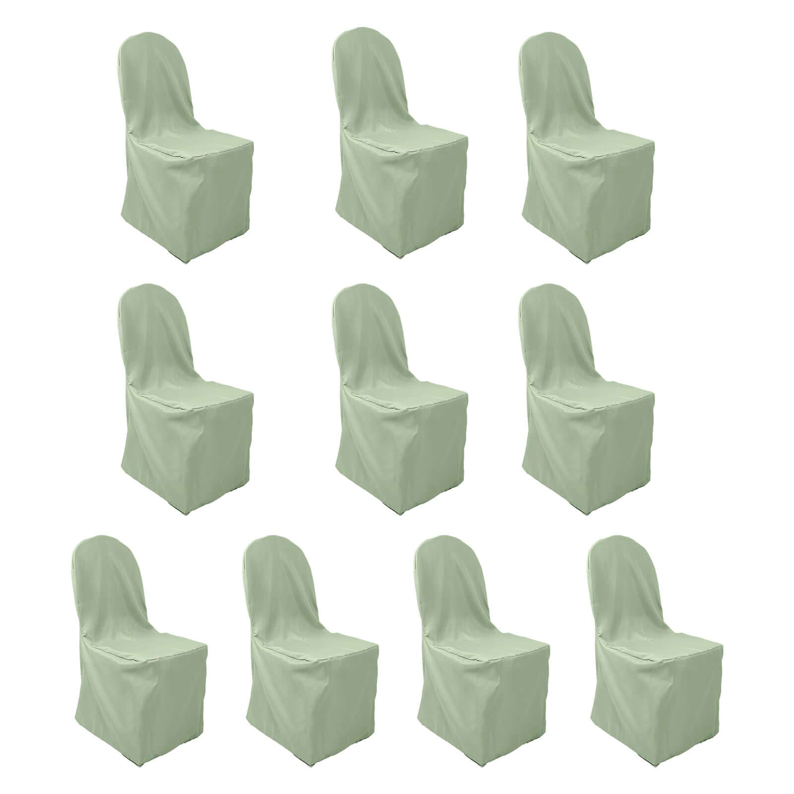 10 Pack Polyester Chair Cover for Banquet Chairs Sage Green - Stain-Resistant Reusable Slip-On Slipcover