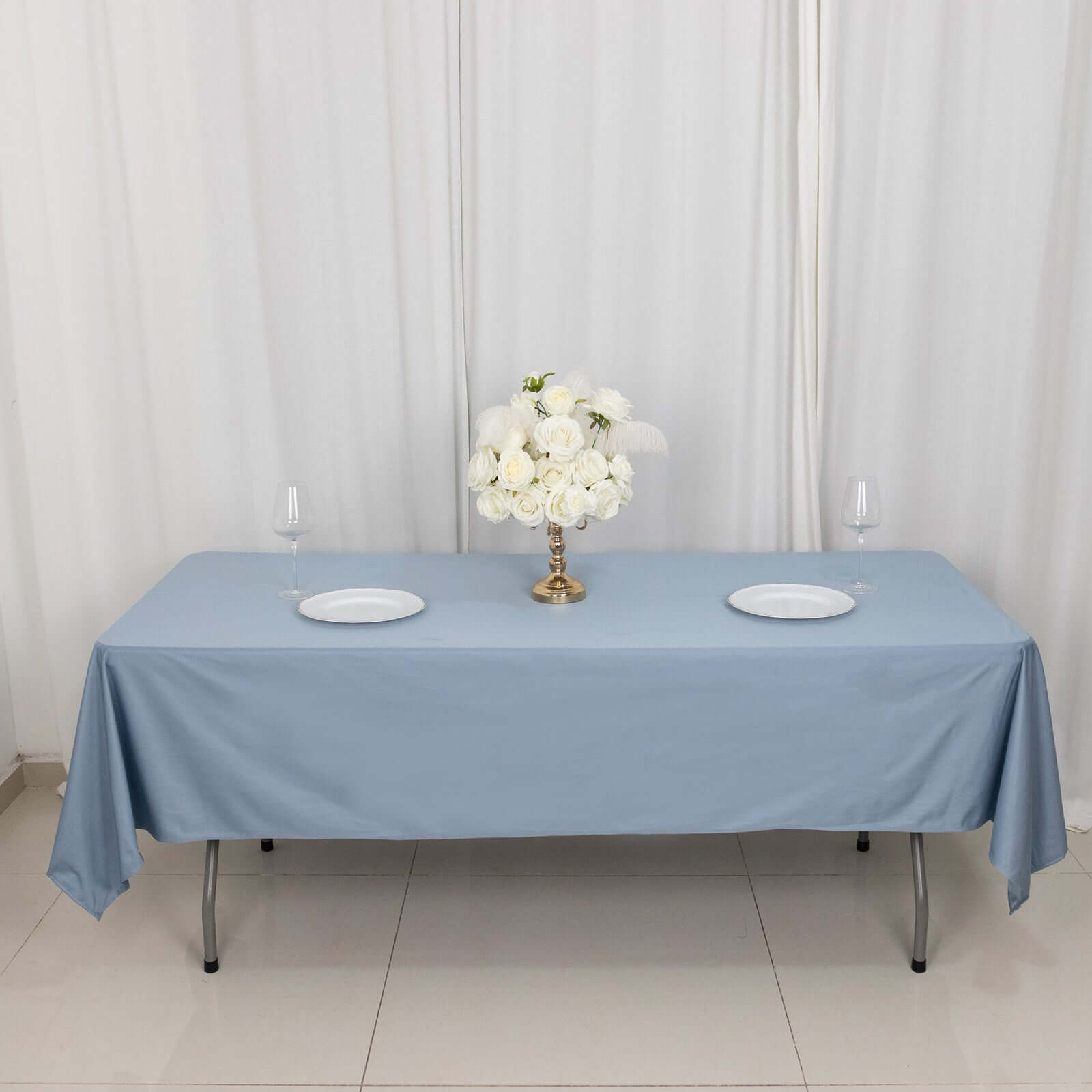 Premium Scuba Rectangular 60x102 Tablecloth Dusty Blue - Wrinkle Free & Stain Resistant Table Cover